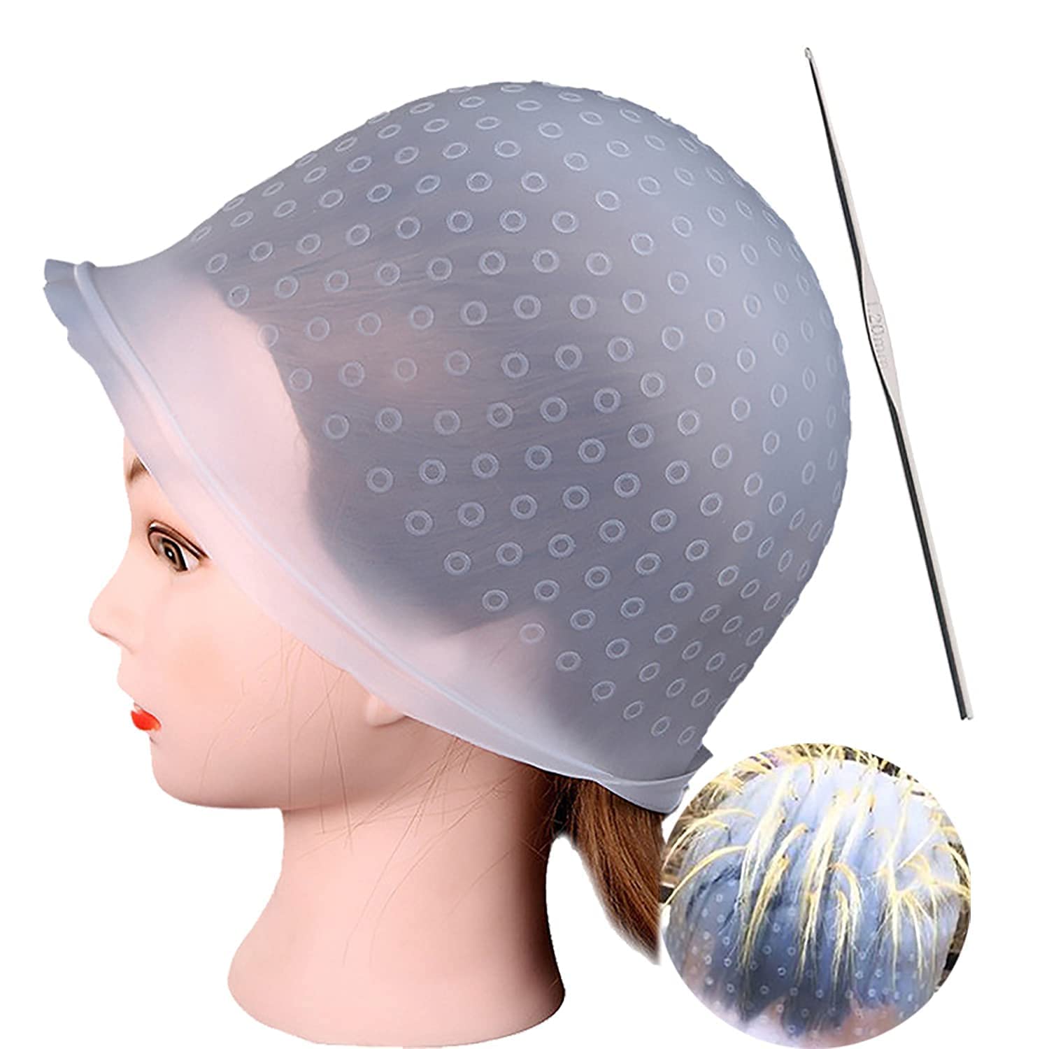 **Aadav Reusable Silicone Hair Dye Cap with Hooks - Multicolor Highlighting Cap for Women, Men & Girls - Perfect for Home Salon & DIY Hair Coloring**    *(Use Cases: At-home hair coloring, salon treatments, DIY highlights, creative hair dyeing for parties & special occasions.)*