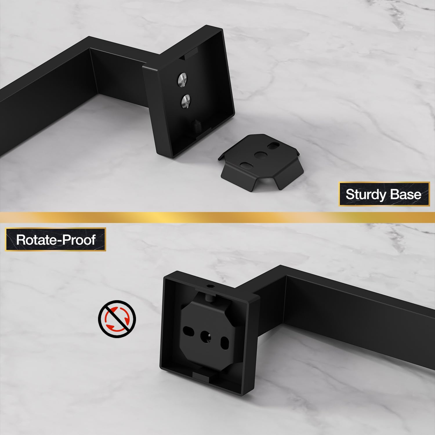 Wall Mounted Matte Black Toilet Paper Holder - SUS 304 Stainless Steel Rustproof & Waterproof Bathroom Tissue Roll Stand - Square Design with 360° Rotation - Perfect for Home, Office & RV Bathrooms