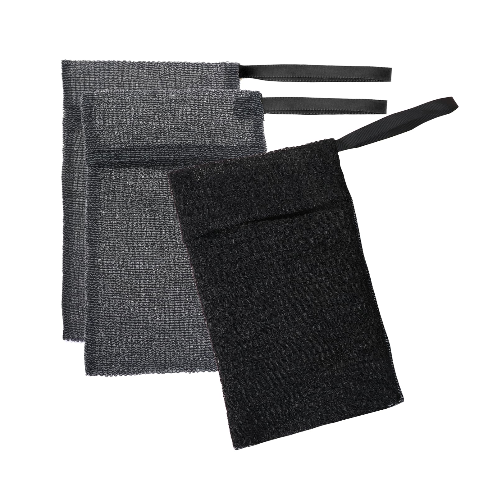 3PCS Exfoliating Soap Saver Bags - Nylon Mesh Soap Pouch with Lathering Pocket, Drying Soap Holder & Body Scrubber for Bath & Shower - Perfect for Travel, Gym & Eco-Friendly Home Use