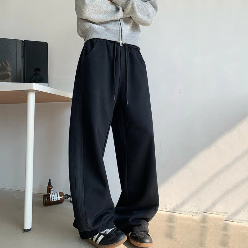 American Tie Dye Fleece Men's Casual Pants - 3D Side Webbing Drawstring Straight Wide Leg Trousers (Style 9C8930) | Comfortable Lounge Wear for Home, Yoga & Street Fashion