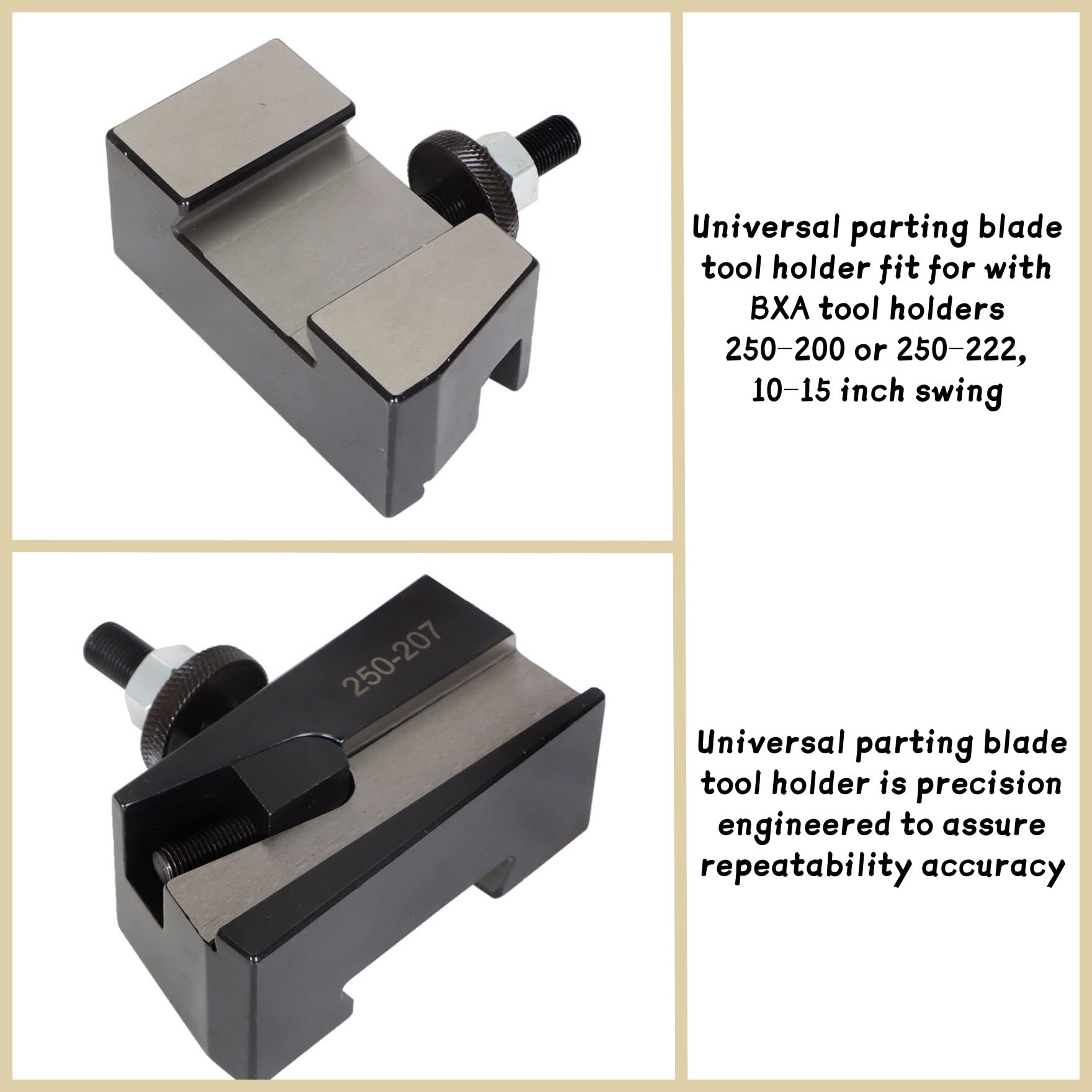 Universal BXA 250-207 Quick Change Parting Blade Holder for CNC Lathe - Precision Metal Cutting Tool for Industrial Machining & Workshop Use
