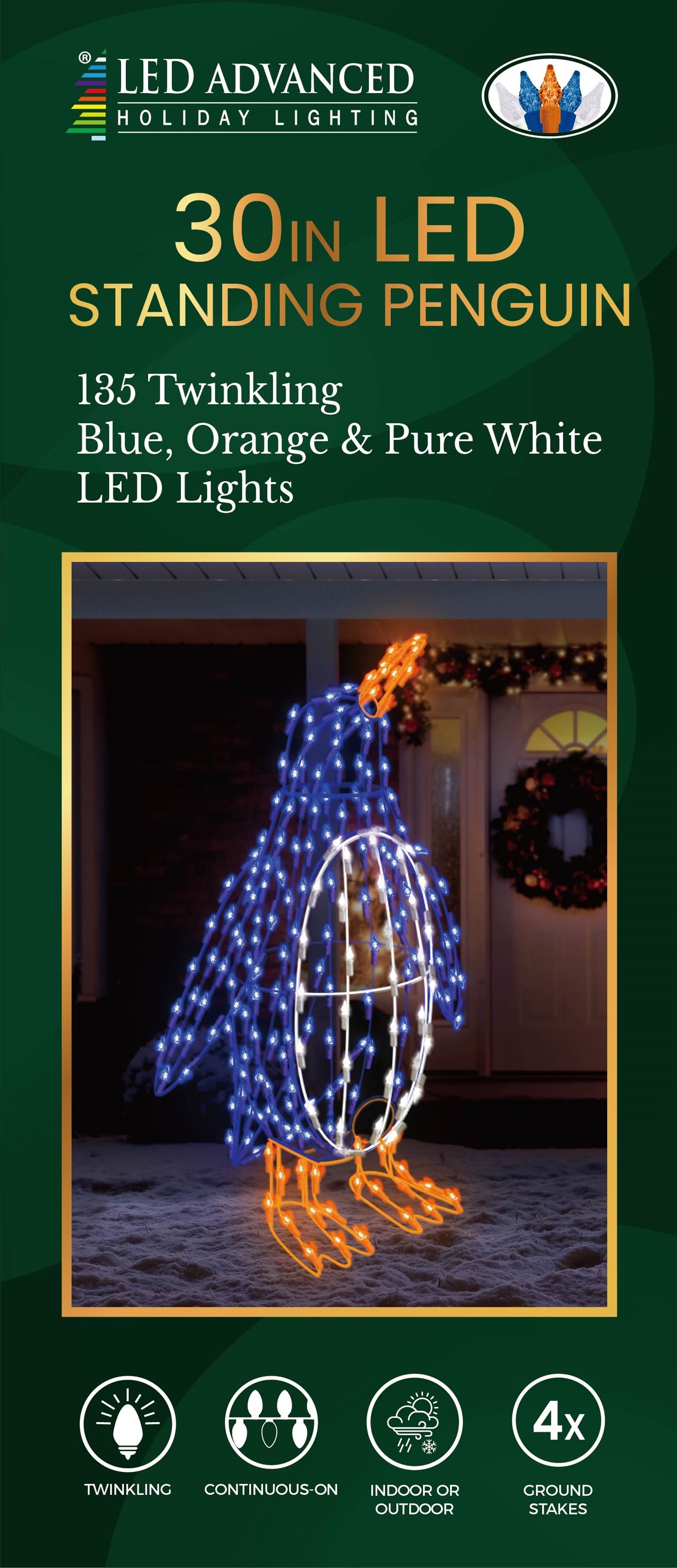 30 Twinkling LED Standing Penguin Christmas Decoration - Festive Holiday Home Decor for Indoor & Outdoor Use
