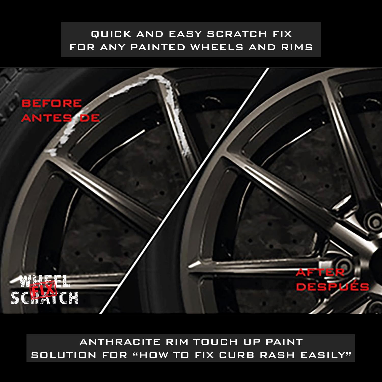Anthracite Gray Wheel Touch Up Paint Kit - Car Rim Scratch Repair Pen for Alloy Wheels, Curb Rash & Rim Damage Fix - Universal Gray Anthracite Wheel Paint | Perfect for DIY Car Maintenance & Cosmetic Wheel Restoration