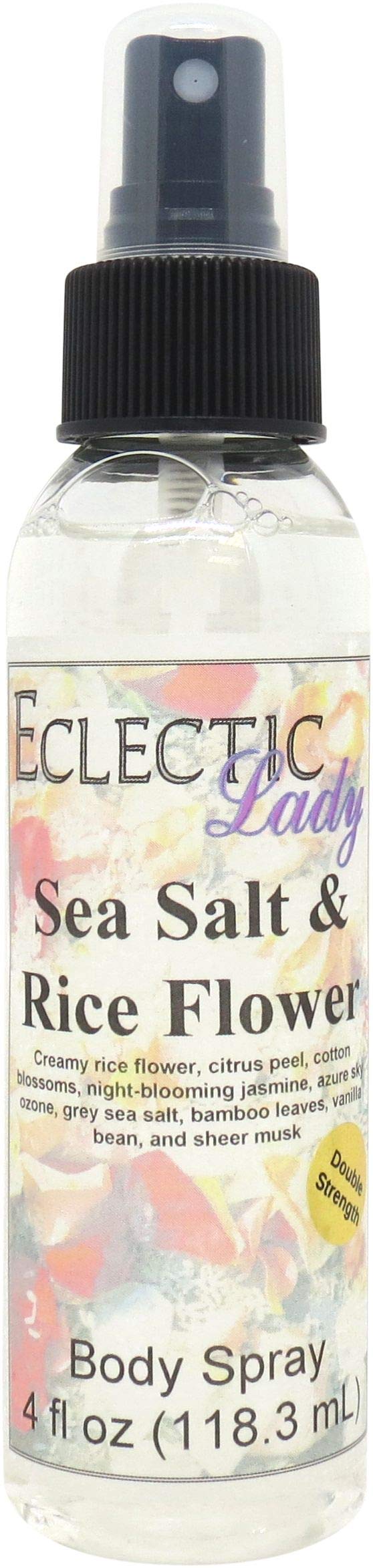 Premium Sea Salt & Rice Flower Body Spray - Double Strength 4oz, Long Lasting Fragrance for Women & Men, Light & Gentle Cologne Mist - Perfect for Daily Use, Work, Gym & Outdoor Activities