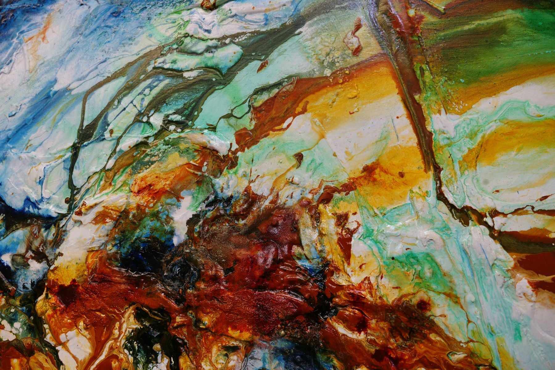 240cm x 100cm Blue Green Abstract Textured Canvas Painting - Modern Wall Art for Living Room, Bedroom & Office Decor - Sienna Grace Collection