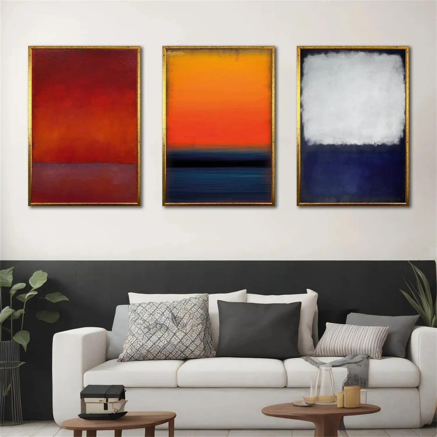 Abstract Tranquility Wall Art Set of 3 - Modern Canvas Paintings for Home & Office Decor - Perfect for Living Room, Bedroom, or Workspace