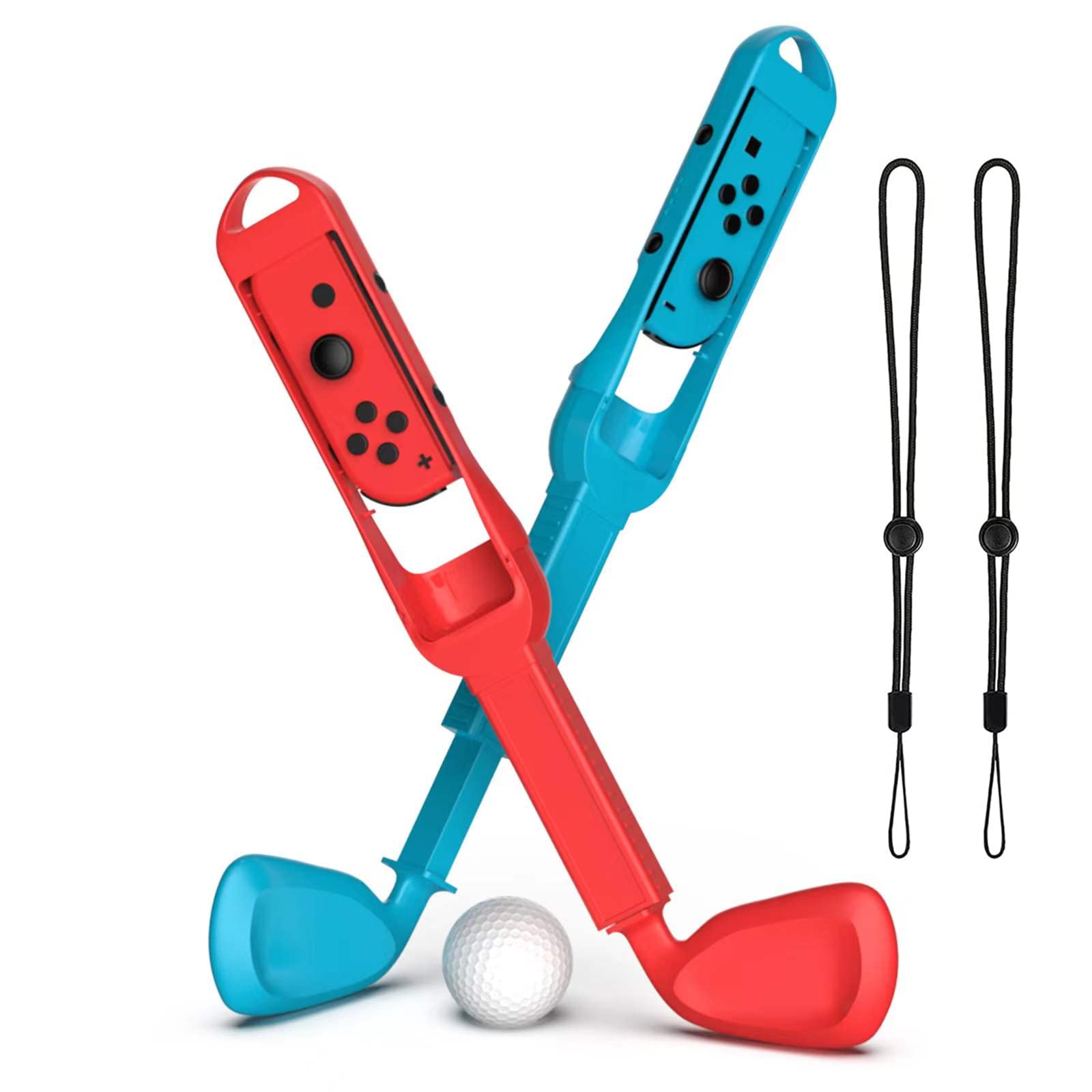 2 Pcs Golf Club Controllers for Nintendo Switch OLED & Joy-Con - Compatible with Mario Golf Super Rush Game - Ergonomic Handle Grips with Hand Strap - Perfect for Home Entertainment & Family Game Nights