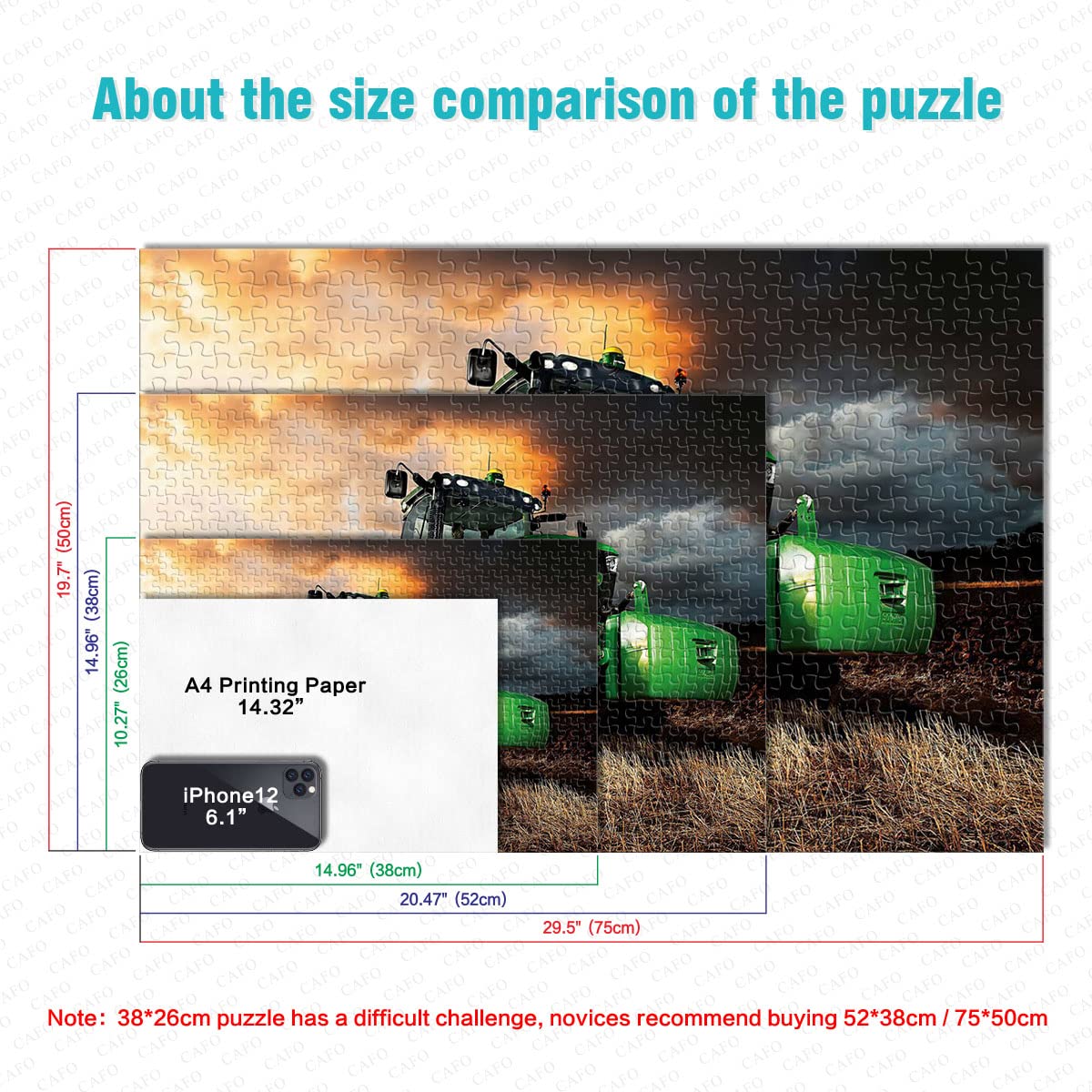 1000 Piece Tractor & Wheat Harvester Farm Puzzle for Adults & Kids - Challenging Educational Toy, Family Game, Home Decor (38x26cm) - Perfect for Stress Relief, Brain Training & Farm-Themed Room Decor