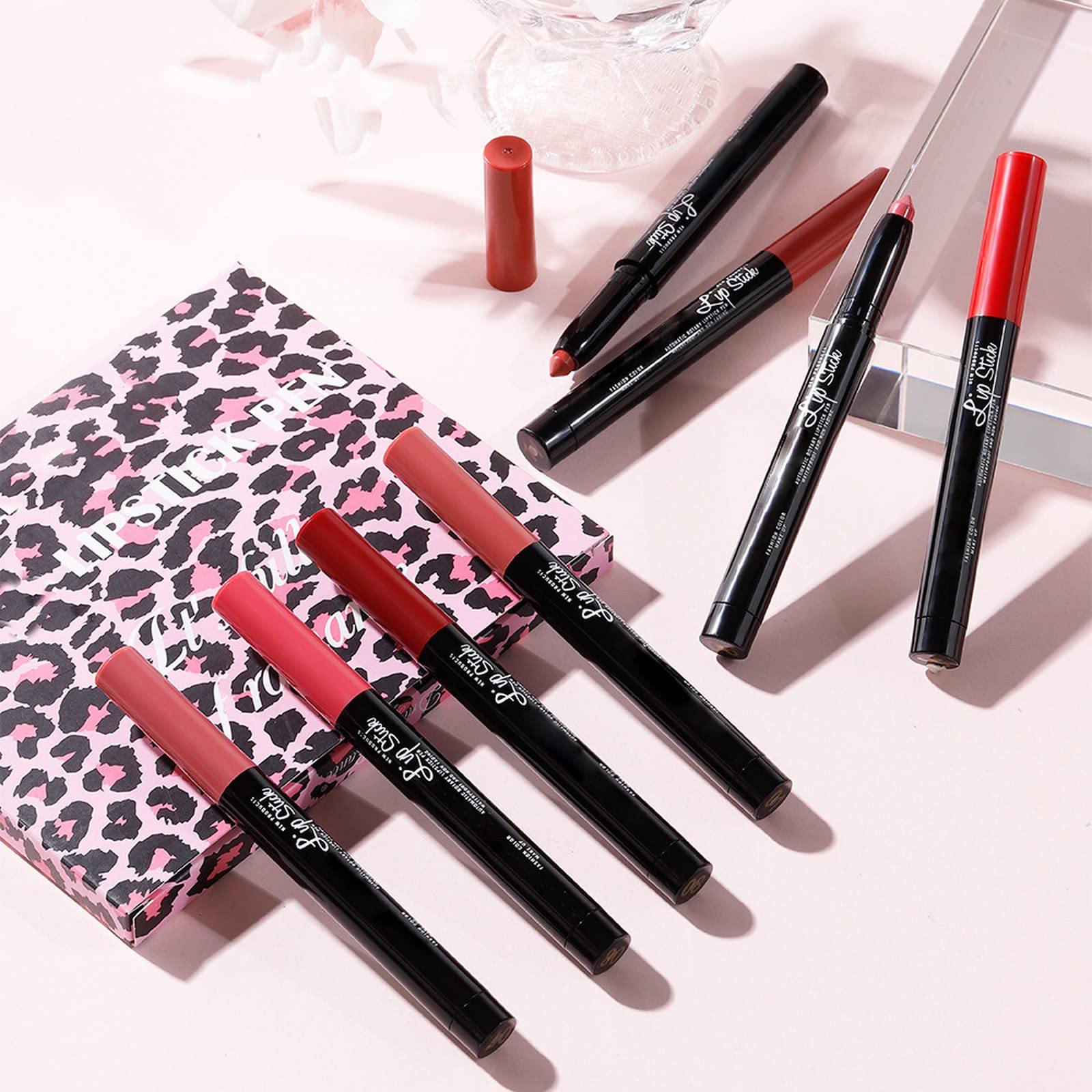 12 Colors Luxury Velvet Lip Gloss Set - Automatic Lipstick Pen with Pencil Sharpener & Lip Liner - Perfect for Daily Makeup, Parties and Gift Giving
