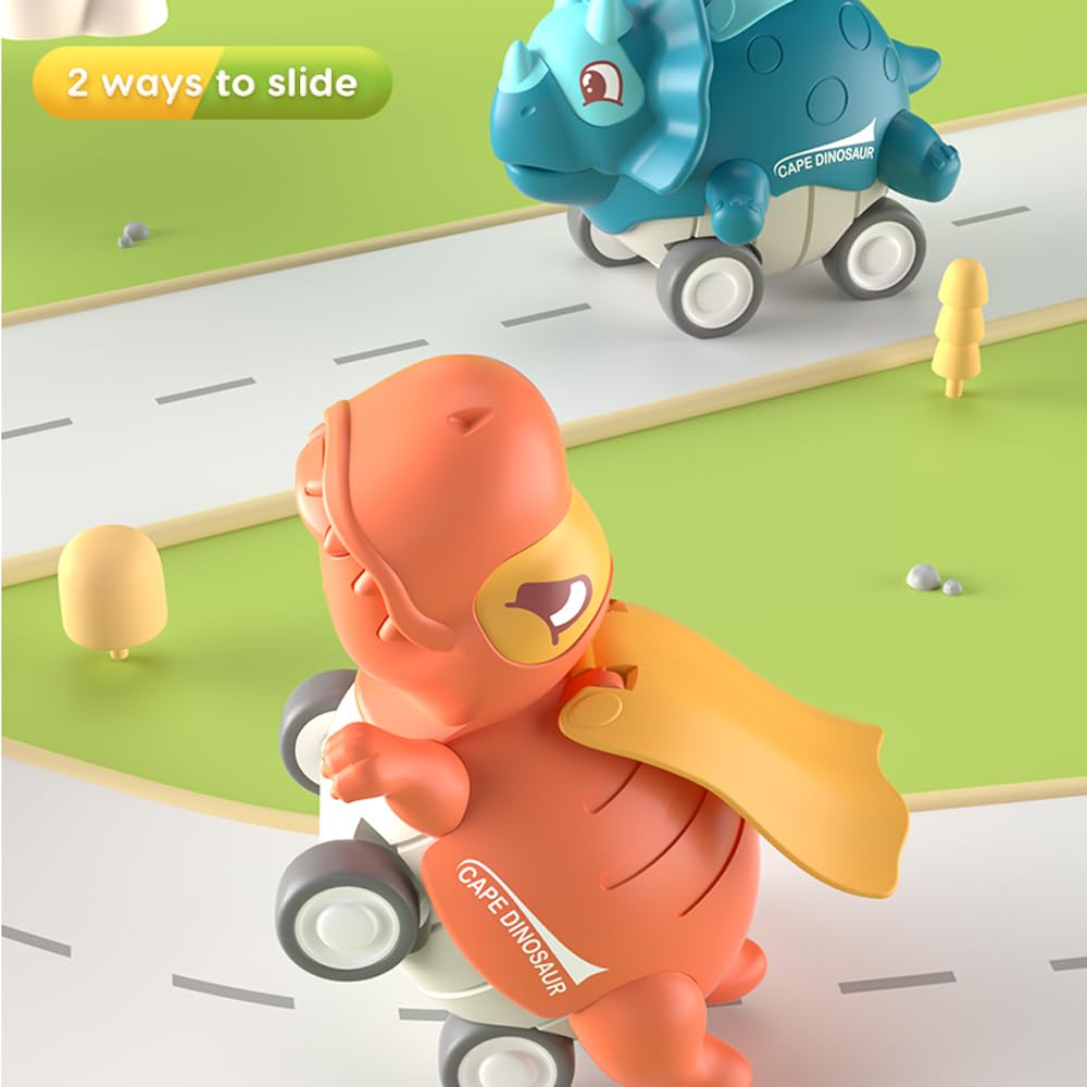 LCenno Push and Go Baby Car Toys for 1-6 Year Old Boys - Dinosaur Themed Toddler Toys for 1st Birthday Gifts & Kids' Playtime | Perfect for Early Learning, Indoor Play & Travel Entertainment