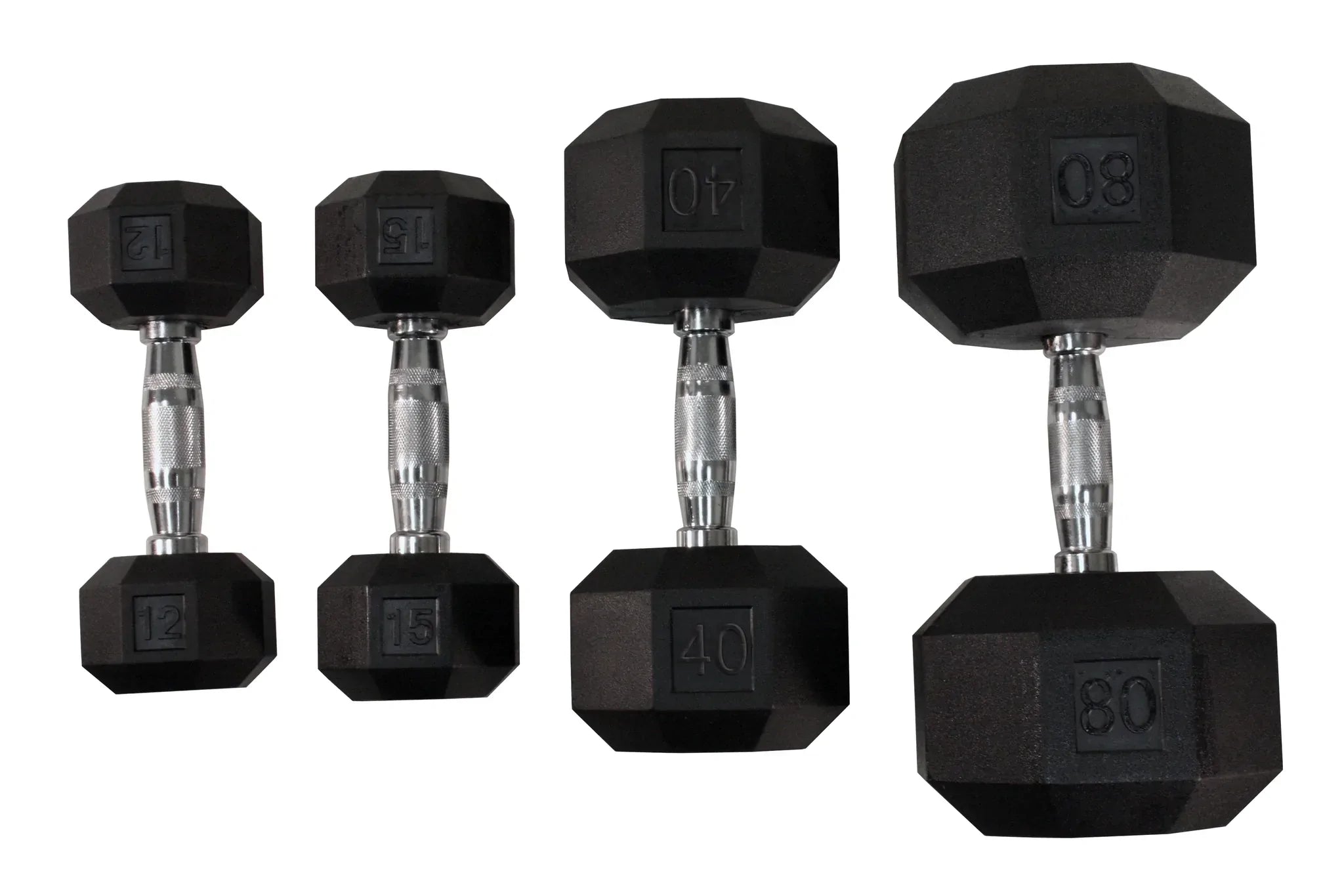 VTX 8-Sided Rubber Encased Dumbbells 5-100lb Set - Premium Weightlifting Equipment for Home Gym, CrossFit & Strength Training