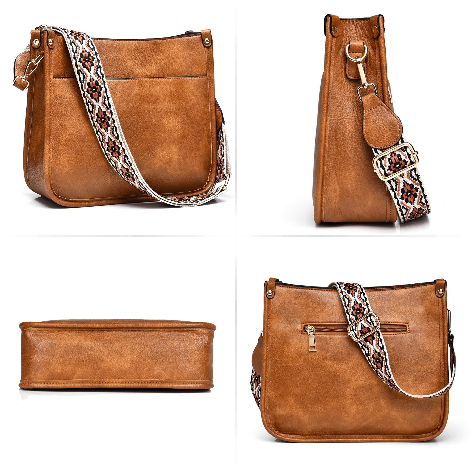 Stylish Vegan Leather Crossbody Bags for Women - 2 Piece Hobo Purse & Wallet Set with Adjustable Guitar Strap | Perfect for Travel, Shopping & Everyday Use