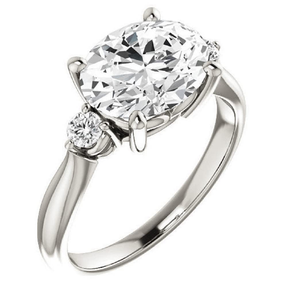 10K Solid White Gold Handmade Engagement Ring - 1 CT Oval Cut Moissanite Diamond Solitaire Wedding Band for Women - Perfect for Proposals, Anniversaries & Bridal Jewelry Gifts
