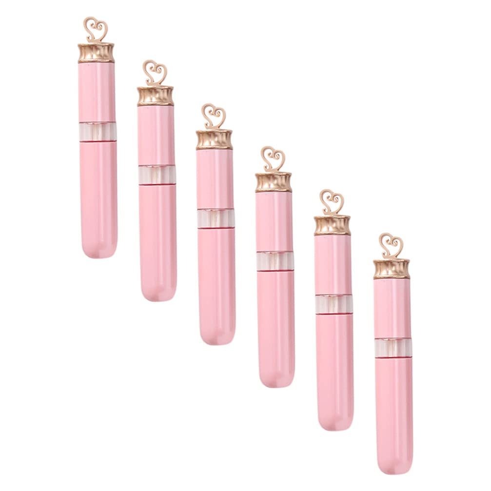 Beaupretty 6 Pack Refillable Lip Gloss Tubes - Clear Travel Size Lipstick Containers with Pink Caps | Perfect for DIY Lip Balm, Makeup Storage & Mini Cosmetic Organizers (PP Plastic Vials)