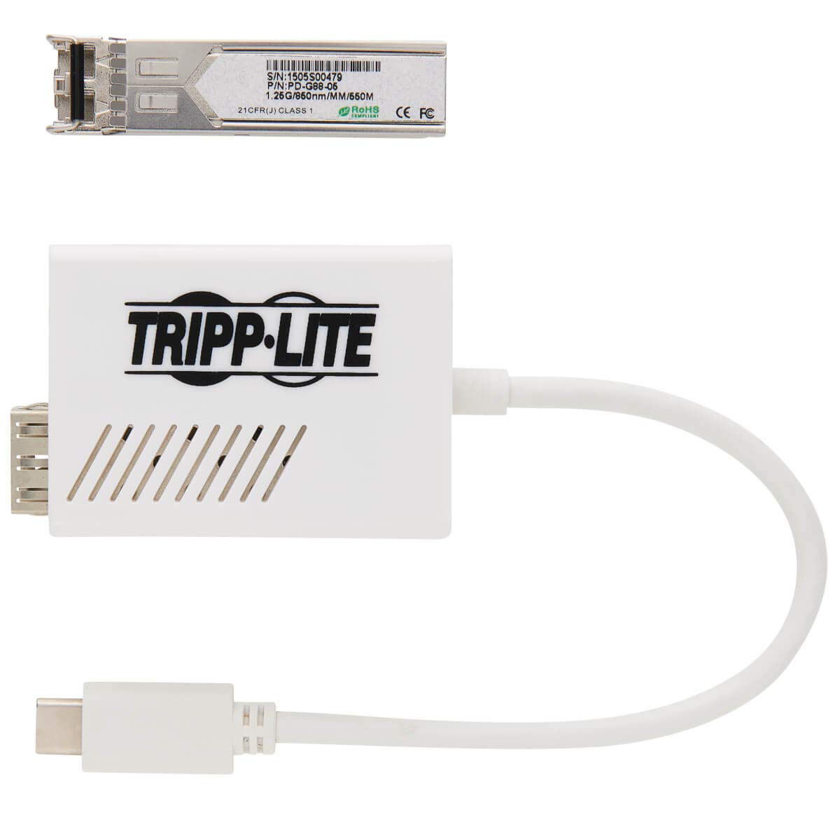 Tripp Lite USB C 3.1 to Fiber Transceiver Gigabit Ethernet Adapter | SMF LC (U436-SMF-1G-LC) | High-Speed Network Connection for Office & Data Centers