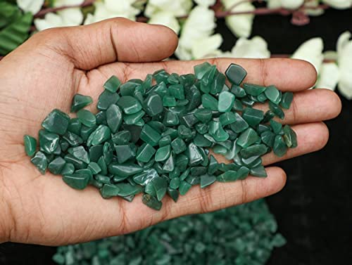 Natural Green Aventurine Crystal Chips - 1 Lb Bulk Tumbled Gemstones for Reiki Healing, Witchcraft & Jewelry Making | Irregular Shaped Crushed Stones for Valentines Gifts, Spiritual Crafts & Home Decor