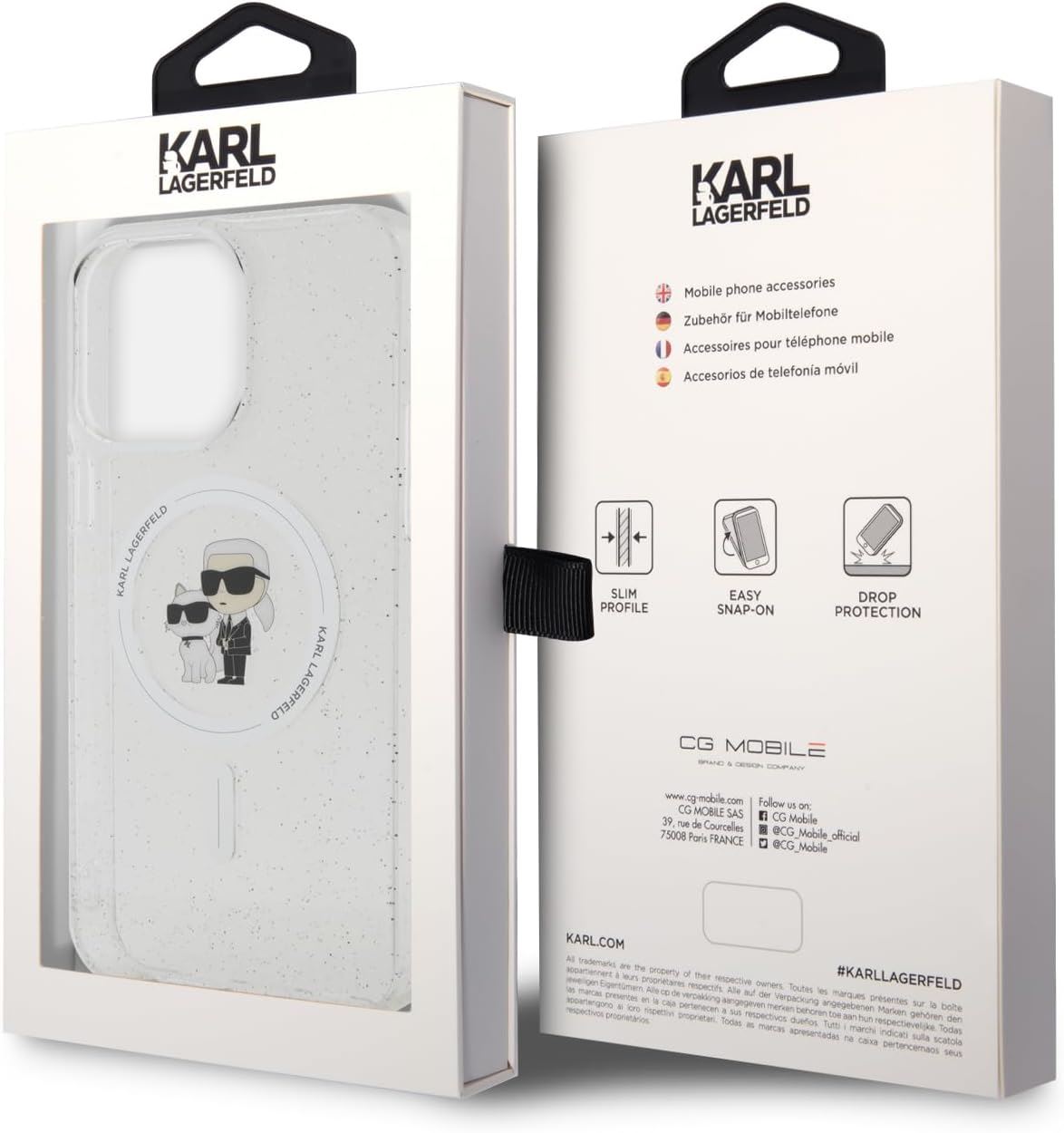 Karl Lagerfeld Karl & Choupette Glitter MagSafe Case for iPhone 15 Pro (6.1