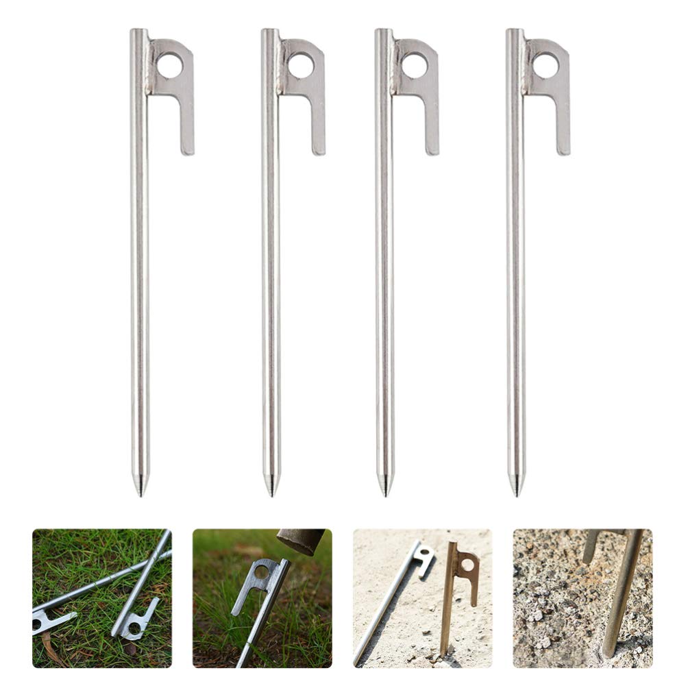 VICASKY 8 Pack Heavy Duty Stainless Steel Tent Stakes - Camping Ground Nails for Canopy, Tent, Shelter - Windproof & Durable Tent Accessories for Outdoor Adventures, Hiking, Beach Camping