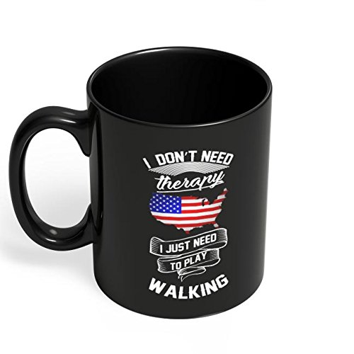 Walking Is My Therapy - Proud American Walking Enthusiast White Coffee Mug by HOM | Perfect Gift for Walkers, Hikers & Outdoor Lovers | Great for Morning Coffee, Office Use & Outdoor Adventures