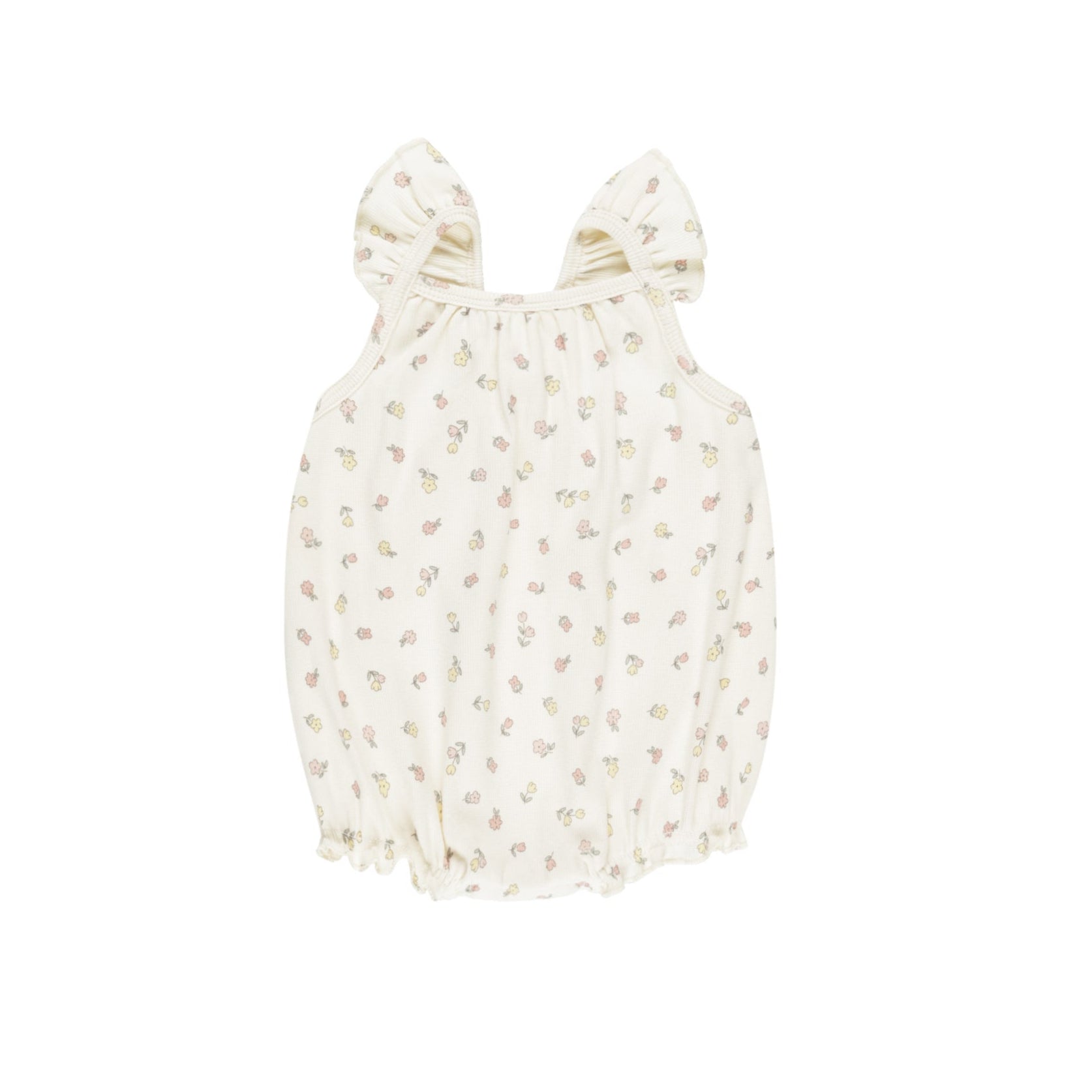 Fleur Ribbed Ruffle Romper Jumpsuit - Women's Casual Summer Outfit for Beach, Vacation & Date Night