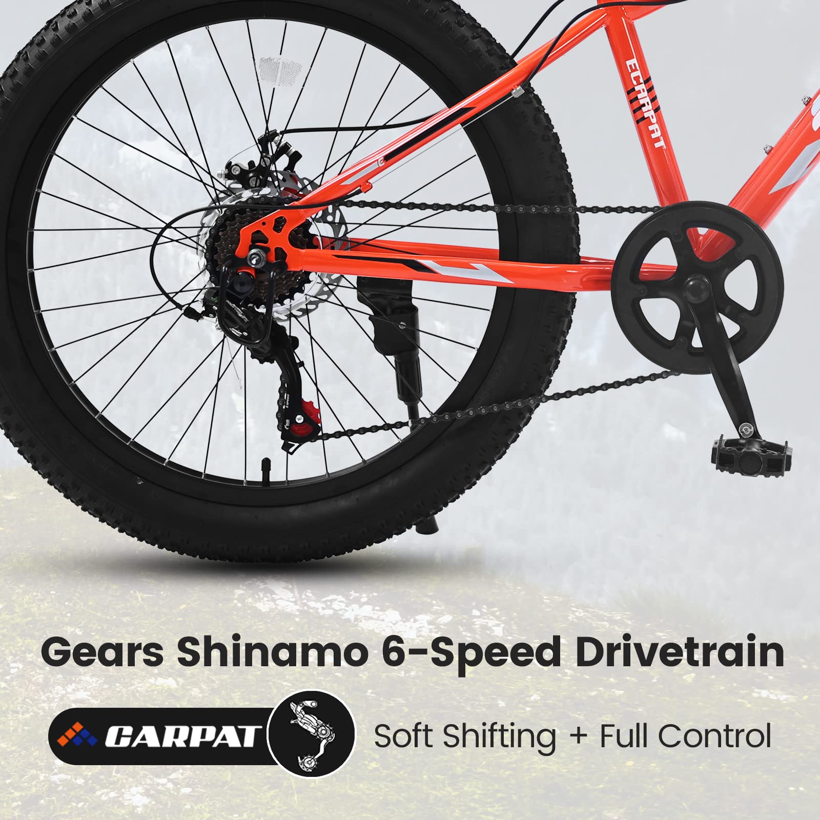 **20/24/26 Inch Snow Fat Tire Mountain Bike - Front/Dual Suspension, 3/4