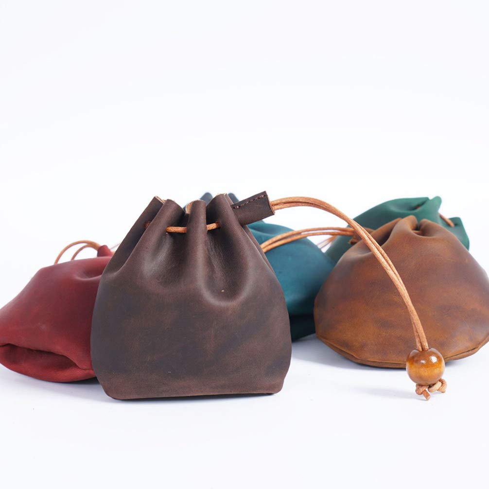 Renaissance Leather Drawstring Pouch - Medieval Style Coin Purse & Change Holder for Men & Women (Coffee Brown) - Perfect for Renaissance Fairs, LARP Events & Historical Reenactments