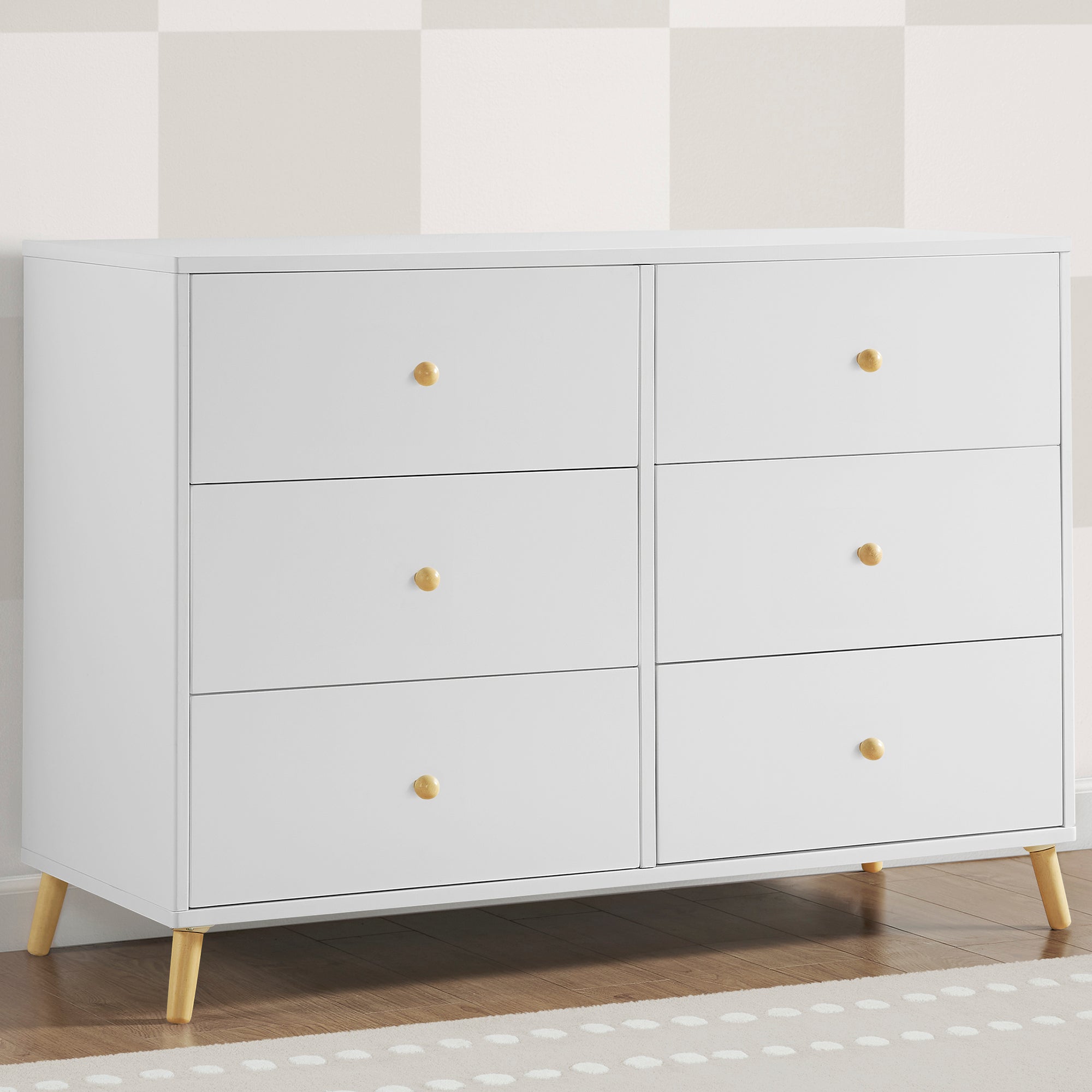 Essex 6 Drawer Dresser with Interlocking Drawers - Sturdy Bedroom Storage Furniture for Organizing Clothes & Accessories | Perfect for Master Bedroom, Guest Room & Dormitory