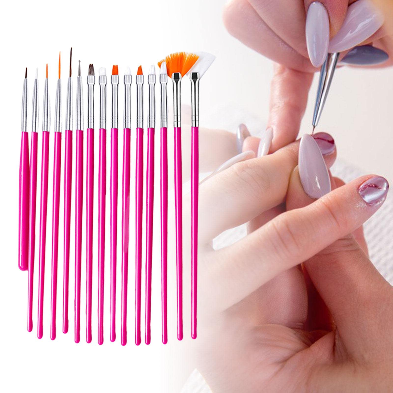 Fonowx 15-Piece Nail Art Pen Set - Gradient Nail Pens for DIY Manicures, Dotting Tools for Nail Designs - Rose Red - Perfect for Home Salon, Party Nail Art & Gift for Women & Girls