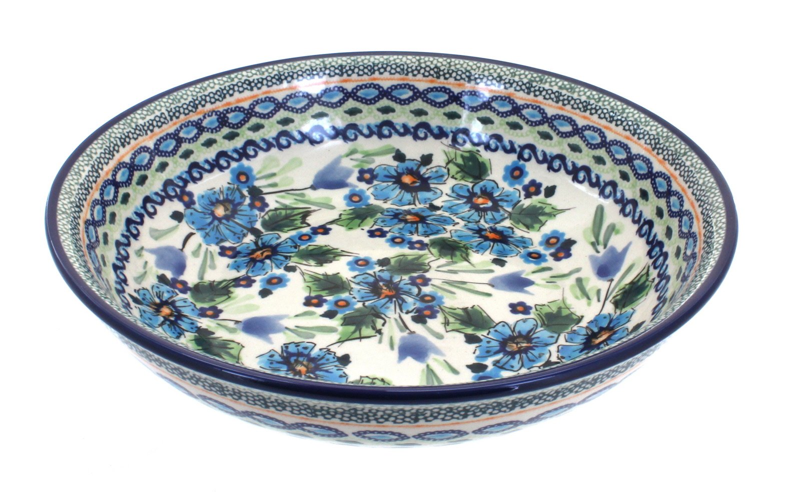 Blue Rose Polish Pottery Ballina Large Salad Bowl – Handmade Ceramic Serving Bowl for Salads, Pasta, Fruit – Perfect for Dinner Parties & Family Gatherings