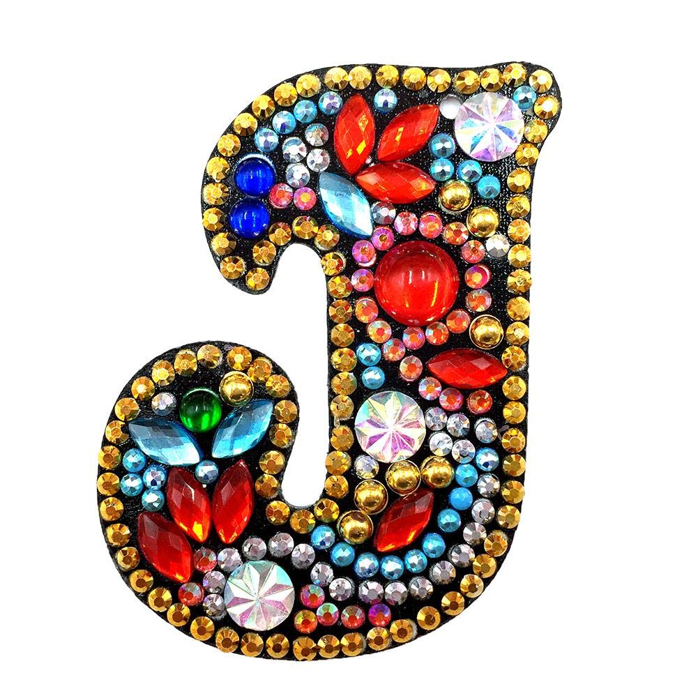 LUSandy DIY 5D Diamond Painting Keychain Kit - Full Drill A-Z Letter Keychains with Crystal Rhinestones, Mosaic Art by Numbers for Adults (Letter J) | Perfect for Gifts, Home Decor & Craft Projects