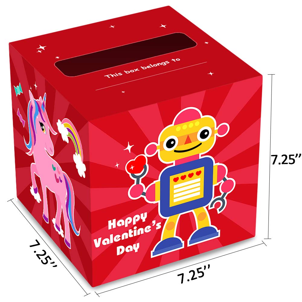 Valentine's Day Cards for Kids - 36 Pack with 9 Teacher Cards, 32 Stickers & Classroom Mailbox - Perfect for School Exchanges, Parties & Holiday Celebrations