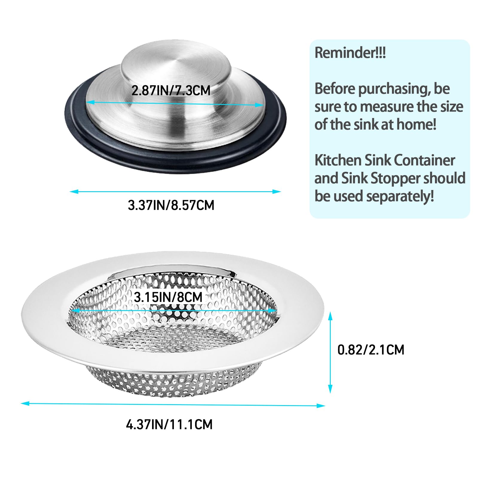 4-Piece Kitchen Sink Drain Strainer Set - 3.37