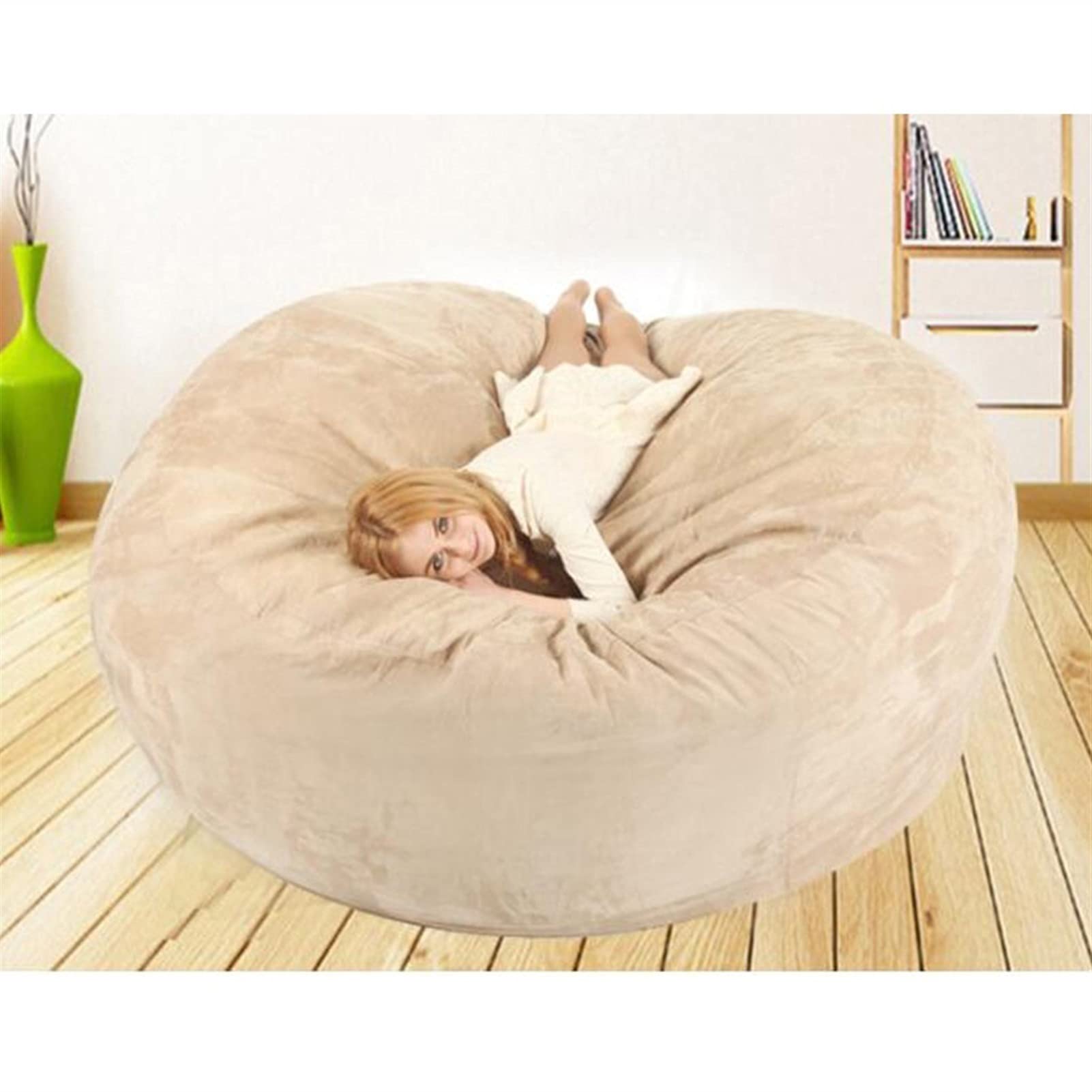 Luxury Giant 6/7/8ft Bean Bag Chair Cover (No Filler Included) - Soft Grey 7ft Replacement Cover for Memory Foam or Plush Toy Storage - Perfect for Kids' Rooms, Game Rooms & Dorm Organization
