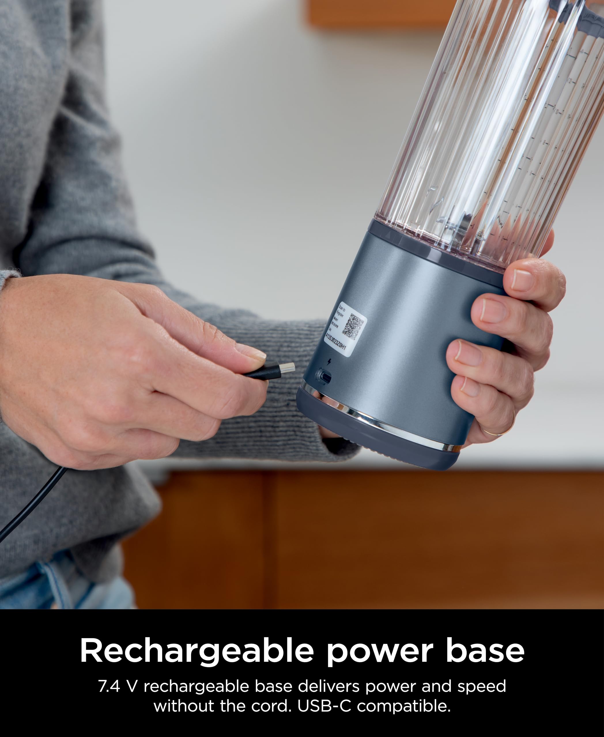 Ninja Blast Portable Blender - Cordless 18oz Personal Blender for Smoothies, Protein Shakes & Juices | BPA Free, Leakproof Lid with Sip Spout | USB-C Rechargeable & Dishwasher Safe | Denim Blue (BC151NVC) | Perfect for Gym, Travel & Healthy On-the-Go Lifestyle