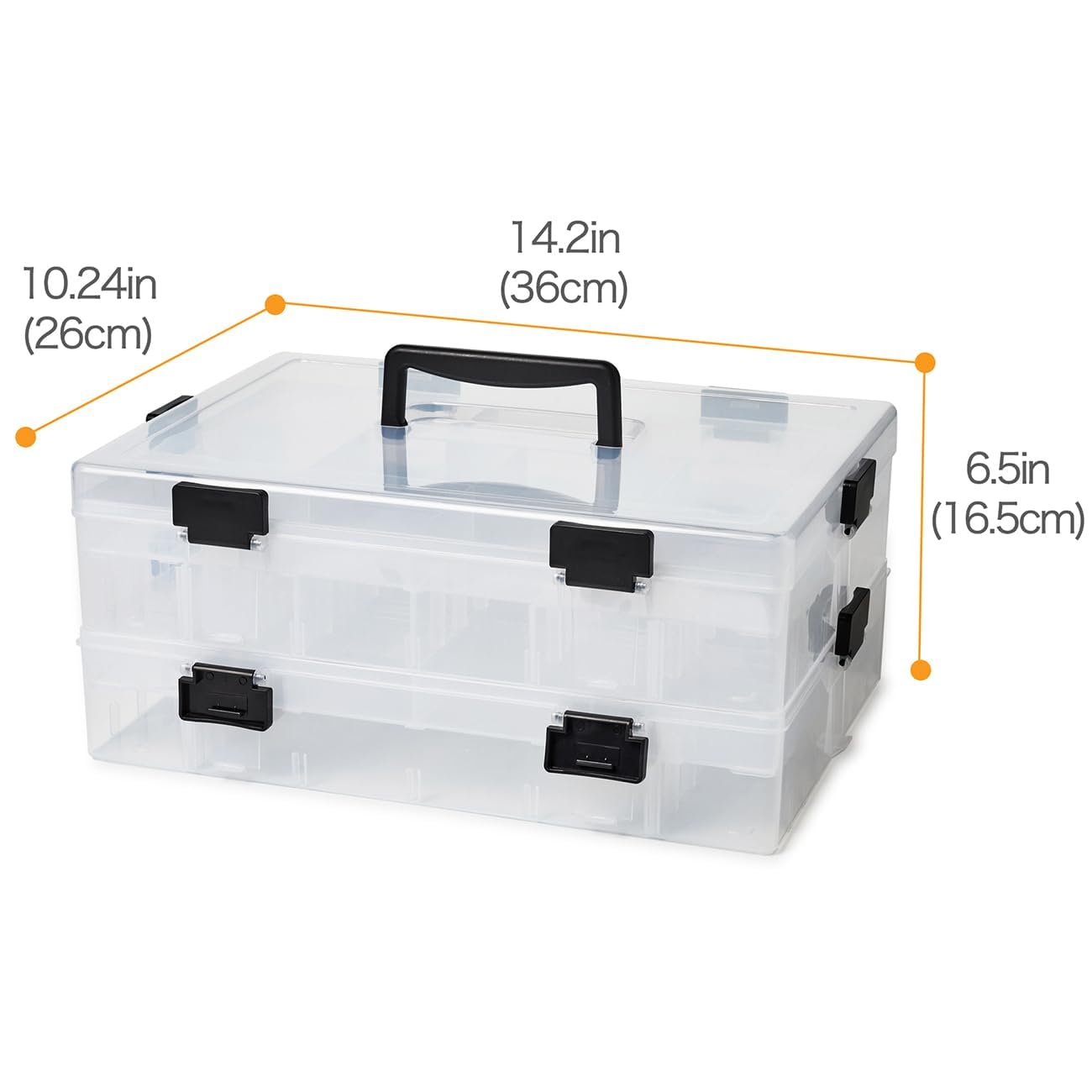 EZOWare 2-Tier Clear Plastic Craft Storage Organizer Box - 118 Adjustable Grid Compartments with Handle, Stackable Jewelry & Sewing Supplies Container for Beads, LEGO Blocks, Fishing Tackle - Perfect for Craft Rooms, DIY Workshops & Home Organization