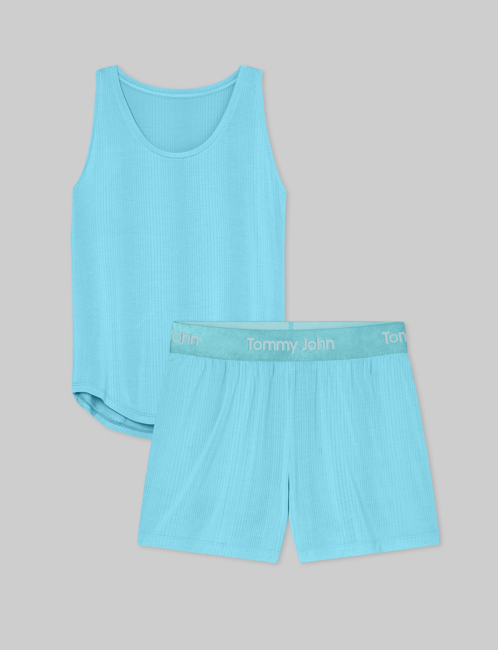 Women's Second Skin Luxe Rib Sleep Tank & Short Set - Ultra Soft Pajama Set for Women, Comfortable Sleepwear for Nightwear & Lounge Wear - Perfect for Relaxing at Home, Travel & Cozy Nights