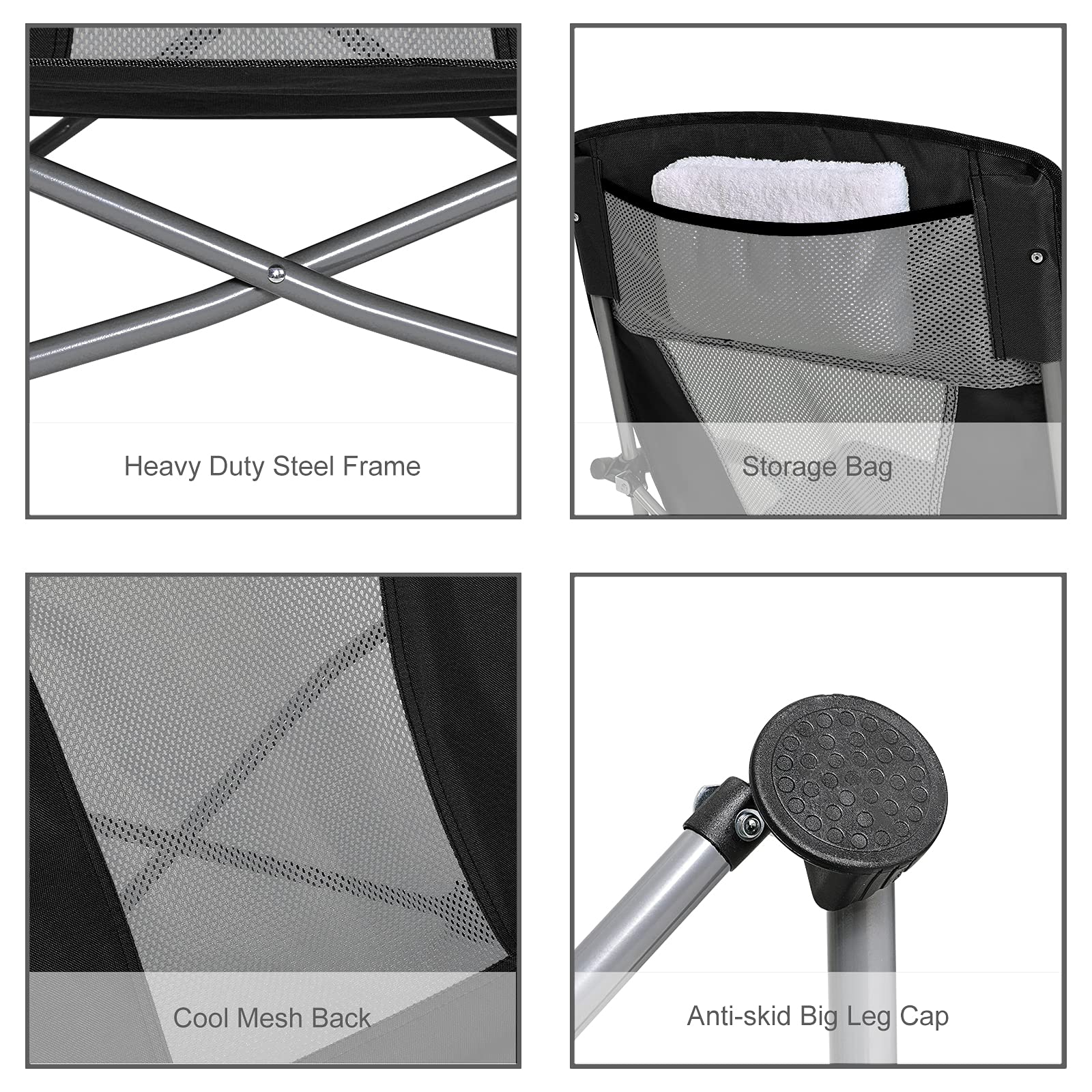 G4Free Folding Beach Chair - Portable Backpack Camping Chair for Adults with Mesh Back Support - Perfect for Beach, Picnic, Park, and Outdoor Relaxation
