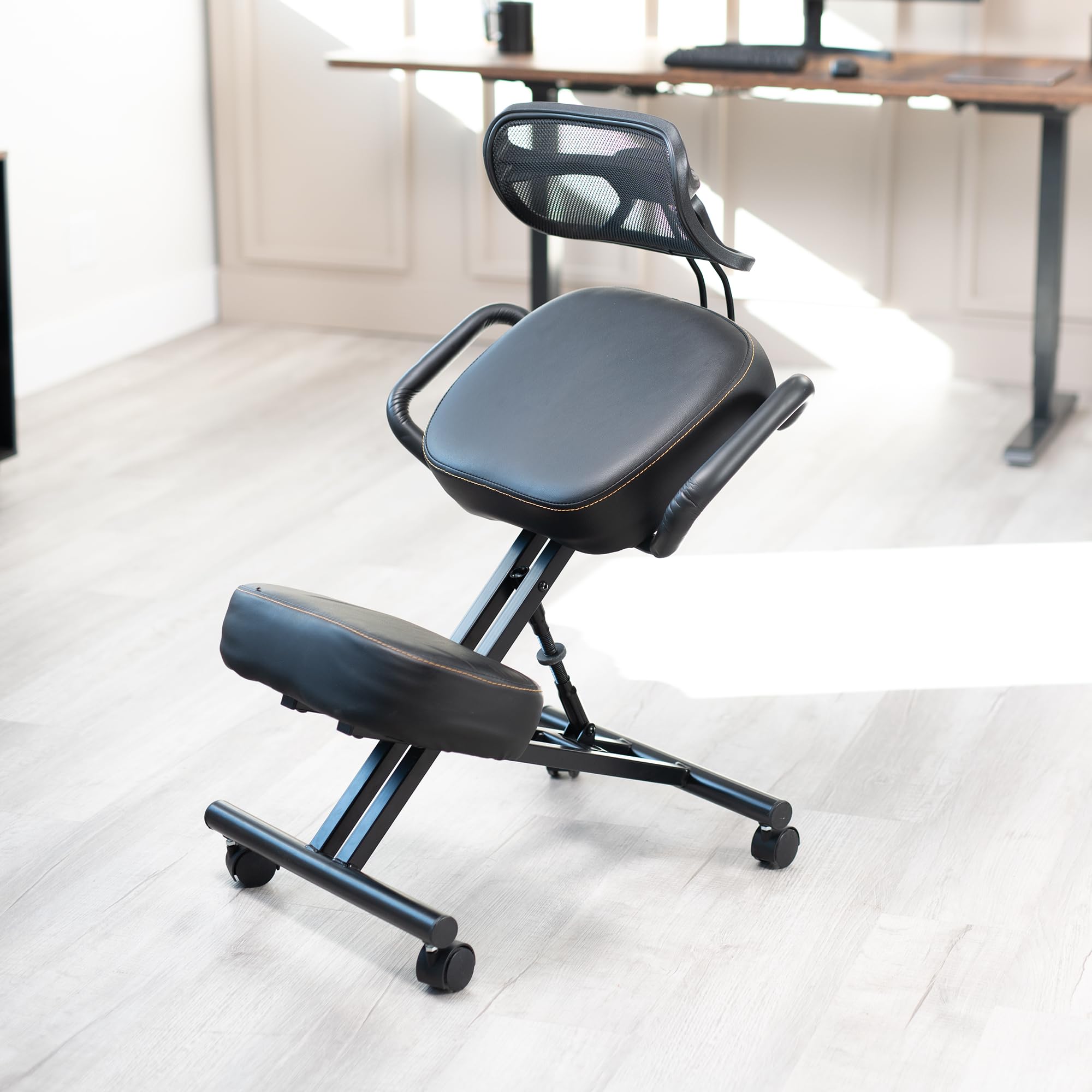 VIVO DRAGONN DN-CH Ergonomic Kneeling Chair - Adjustable Posture Corrector for Office & Home - Metal Frame, Black - One Size Fits All - Perfect for Meditation, Yoga & Back Pain Relief