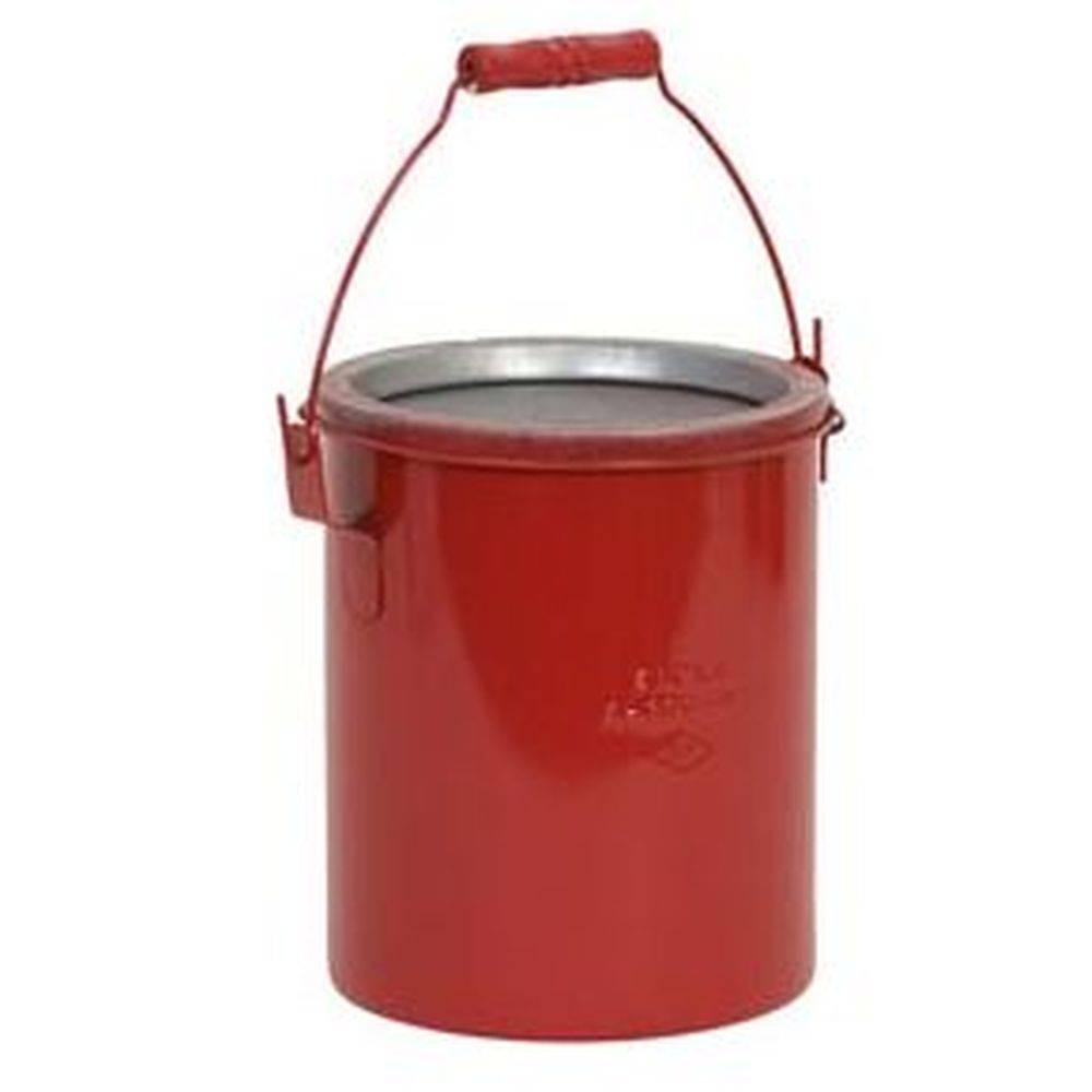 6 Qt. Metal Red Bench Can - Durable & Rust-Proof Outdoor Trash Bin for Picnics, Camping & Backyard Use