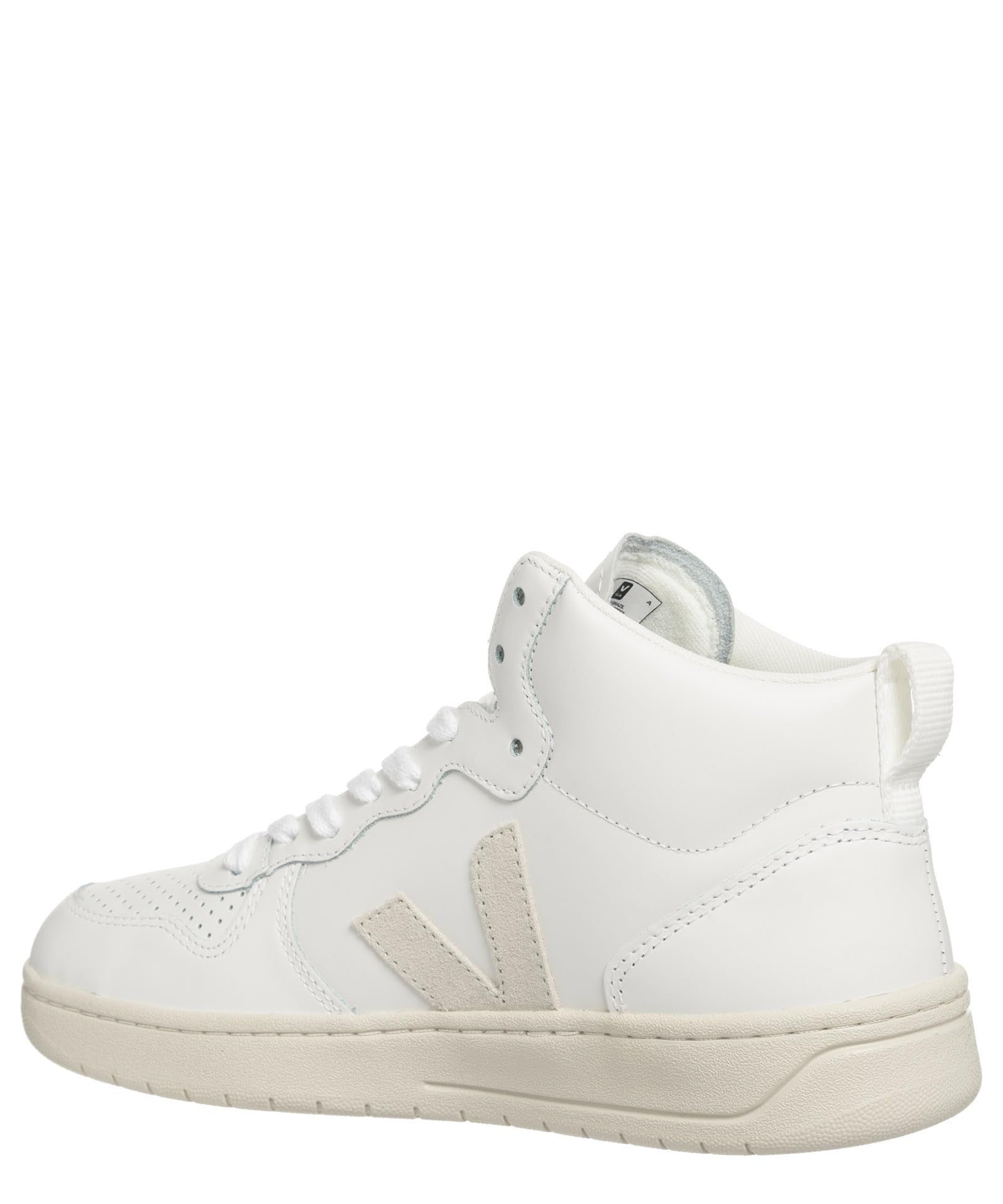 Veja Women's V-15 High-Top Sneakers - White & Natural Leather Vegan Shoes for Casual Wear & Street Style