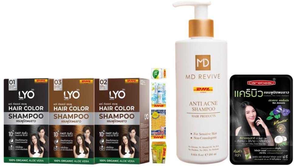 Organic Lyo Hair Color Shampoo & Conditioner Set - 100% Natural, Extra Sensitive Formula for Damaged Hair | 3-Piece MD Revive Kit with Free Beauty Gifts | Fast DHL Shipping | Perfect for Color-Treated, Dry & Frizzy Hair at Home Salon Treatments