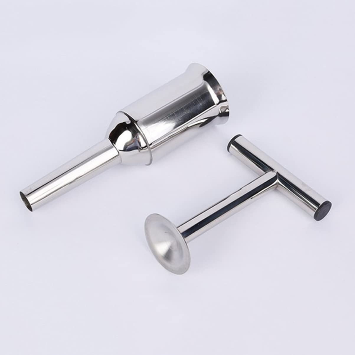 BESTonZON Stainless Steel Sausage Stuffer Funnel - Manual Handheld Meat Filler Tube for Salami & Sausage Making - Perfect for Home Kitchen, BBQ, and Food Processing