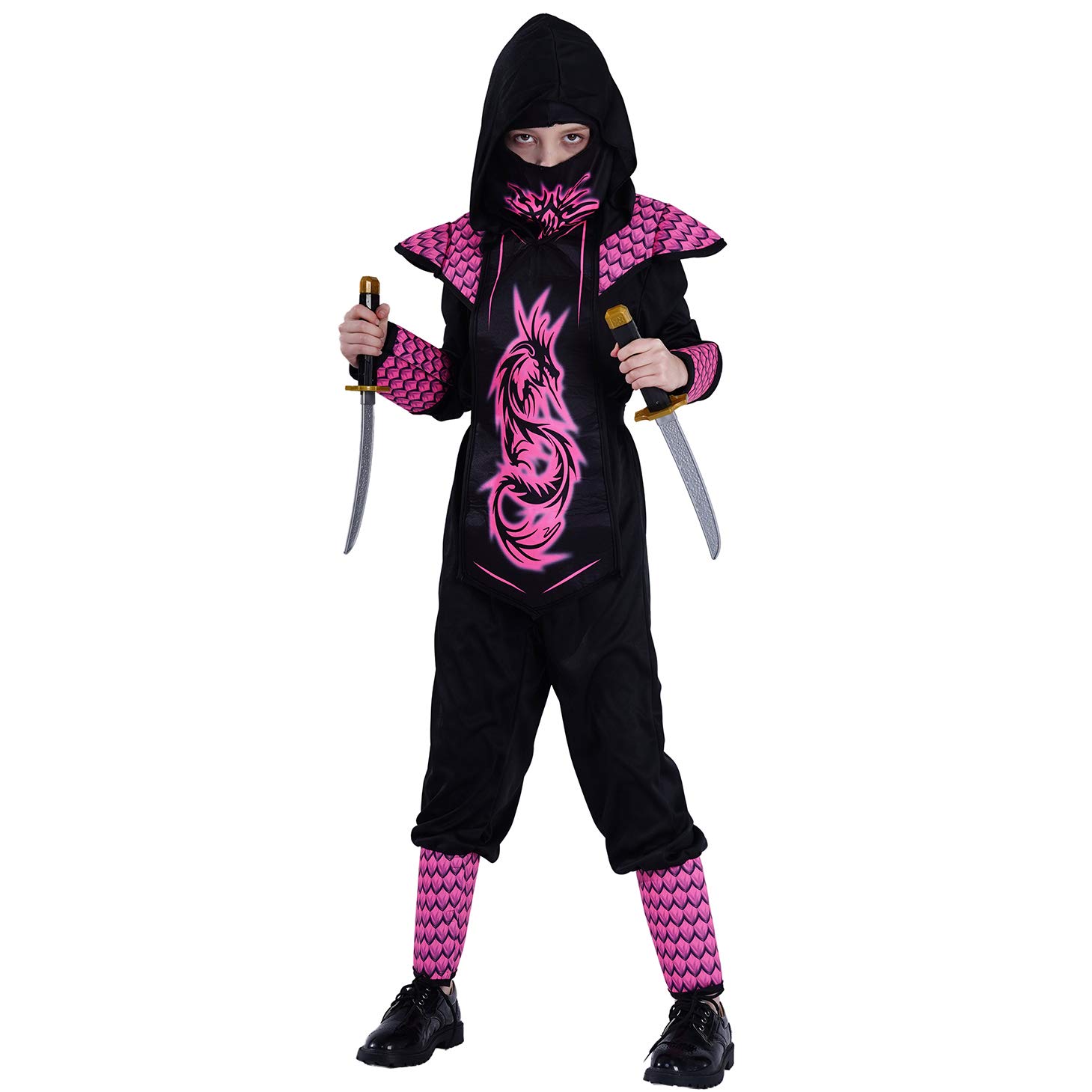 **PGOND Pink Ninja Jumpsuit Costume for Girls - Kids Karate Halloween Cosplay Outfit for Parties & Dress-Up Play**