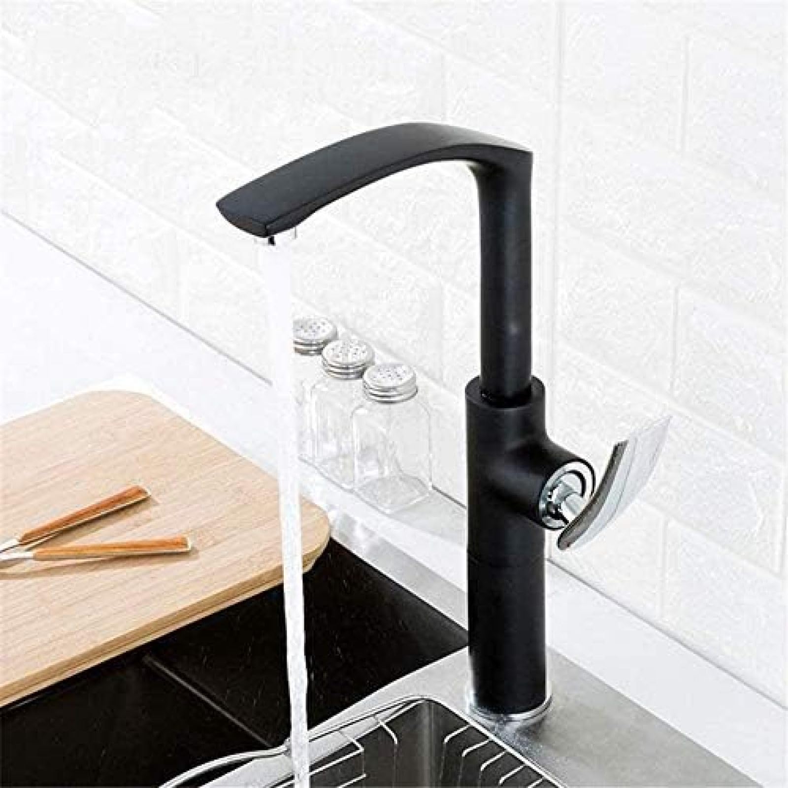 CRJUS Modern 360 Degree Swivel Kitchen Faucet - Dual Use for Sink and Basin, Easy Wash Stainless Steel Water Tap with Pull Down Sprayer - Perfect for Cooking, Washing Dishes & Food Prep in Home Kitchen