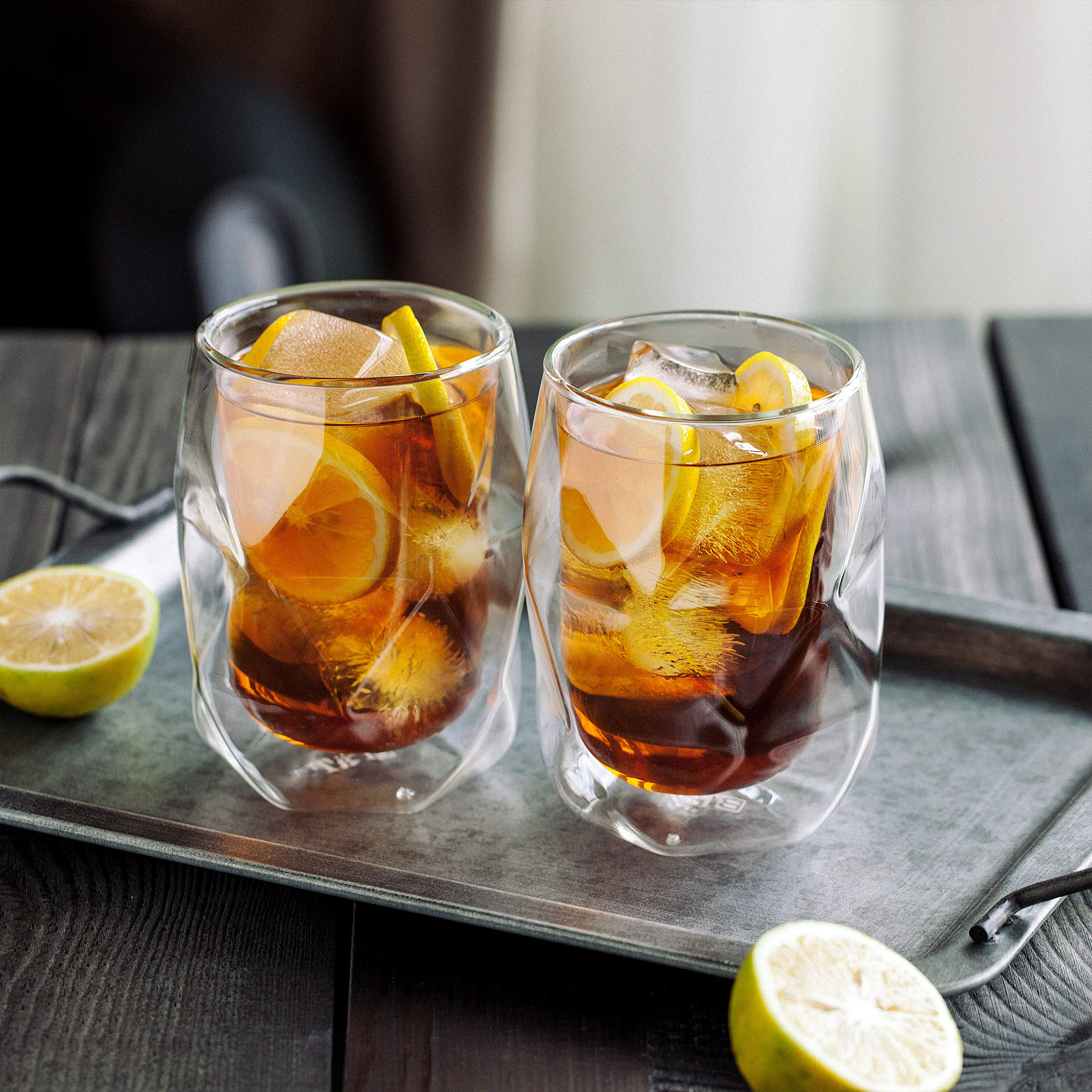 BTaT- 12oz Double Wall Insulated Glass Coffee Mug Set of 4 - Diamond Shape Clear Cups for Hot & Cold Drinks - Perfect for Coffee, Tea, Latte at Home, Office or Travel