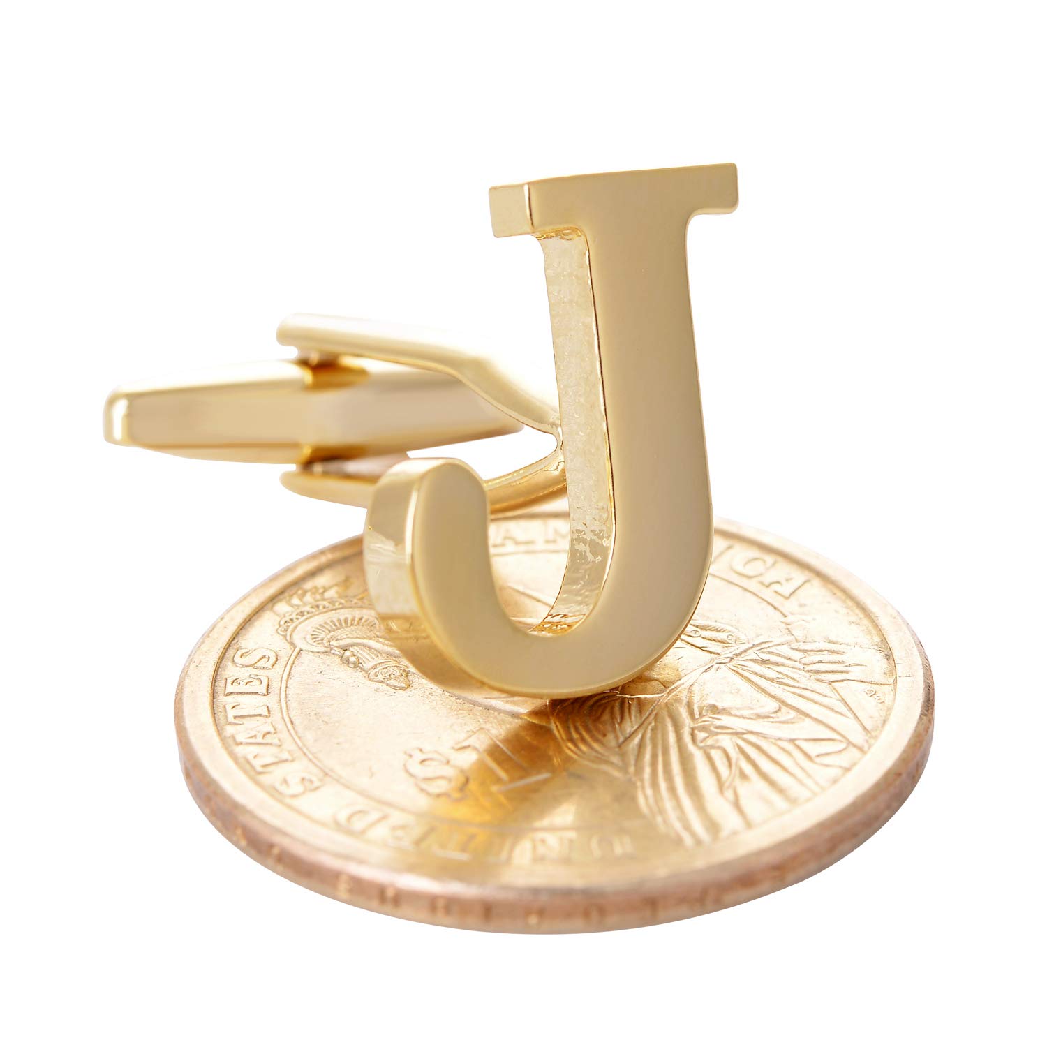 Men's Gold Alphabet Cufflinks - Personalized Initial Cuff Links Set with Gift Box - Perfect for Weddings, Business Attire & Formal Events