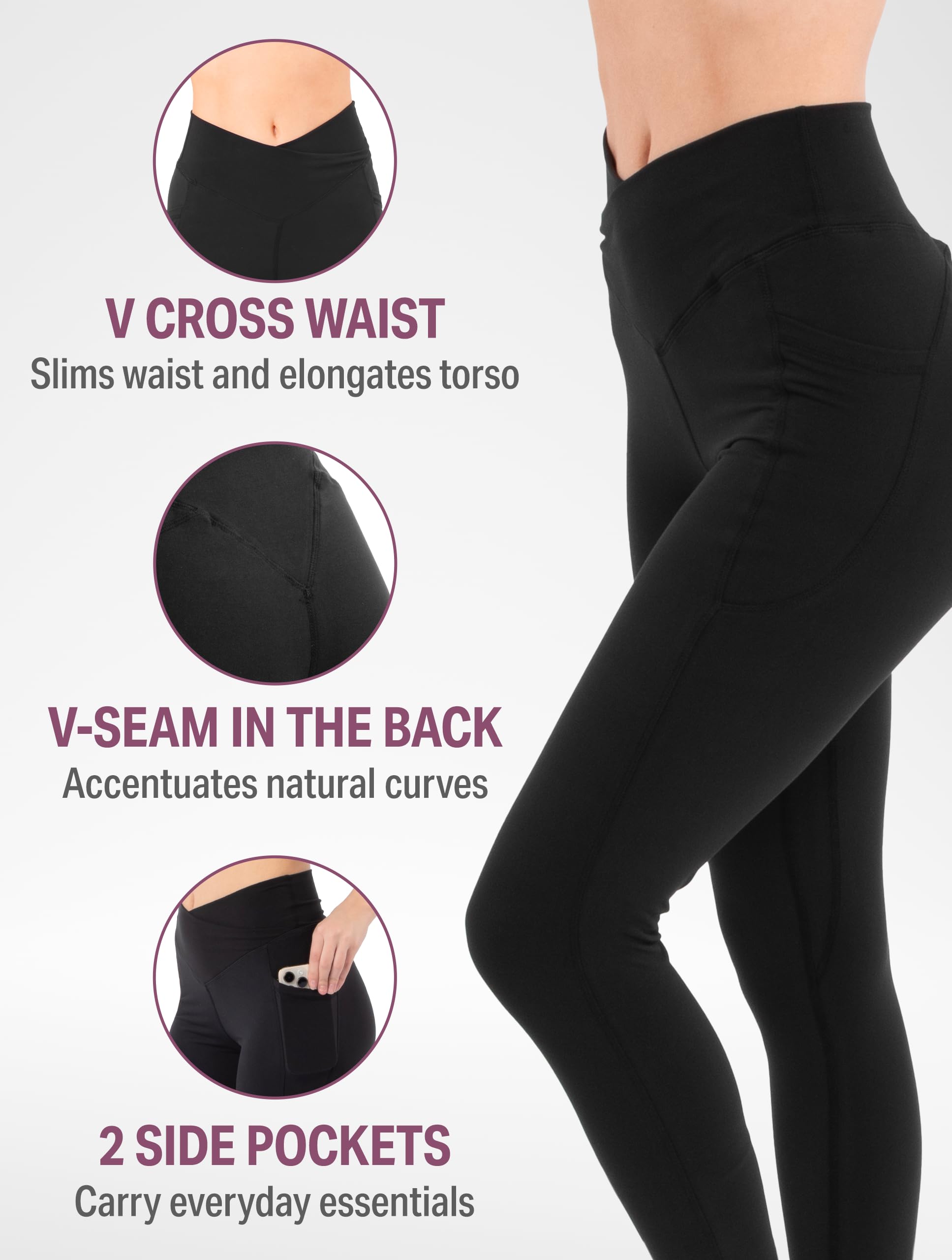 SATINA High Waisted Tummy Control Leggings for Women - Ribbed Full Length Yoga Pants, Workout Joggers - Perfect for Gym, Running & Everyday Comfort