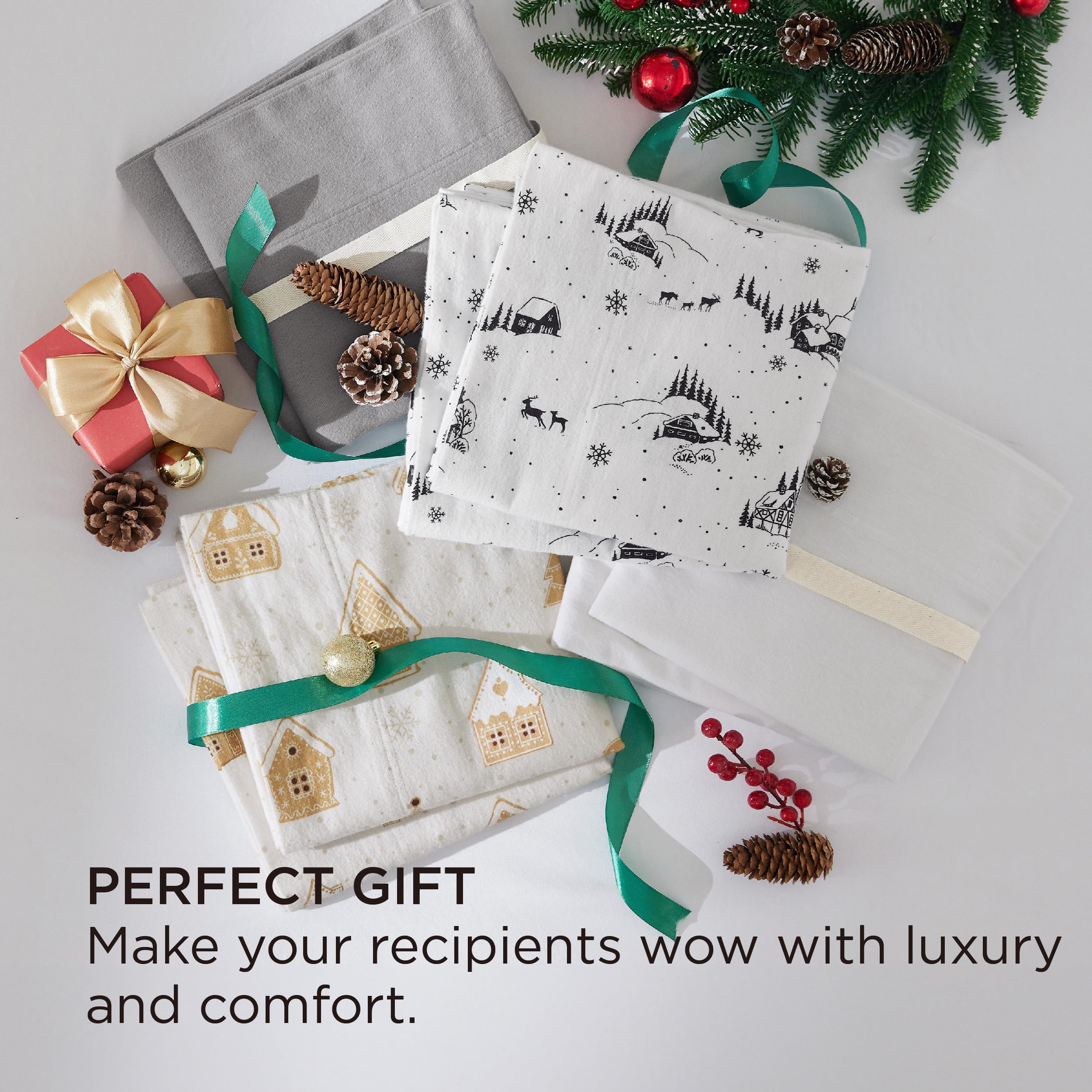 Bedsure Flannel Pillowcases Set of 2 - Queen Size 20x30 Inches, 100% Cotton Soft & Cozy Brushed Pillow Covers with Envelope Closure, Pure White Bedding Set - Perfect for Winter Nights, Guest Rooms & Cozy Home Decor