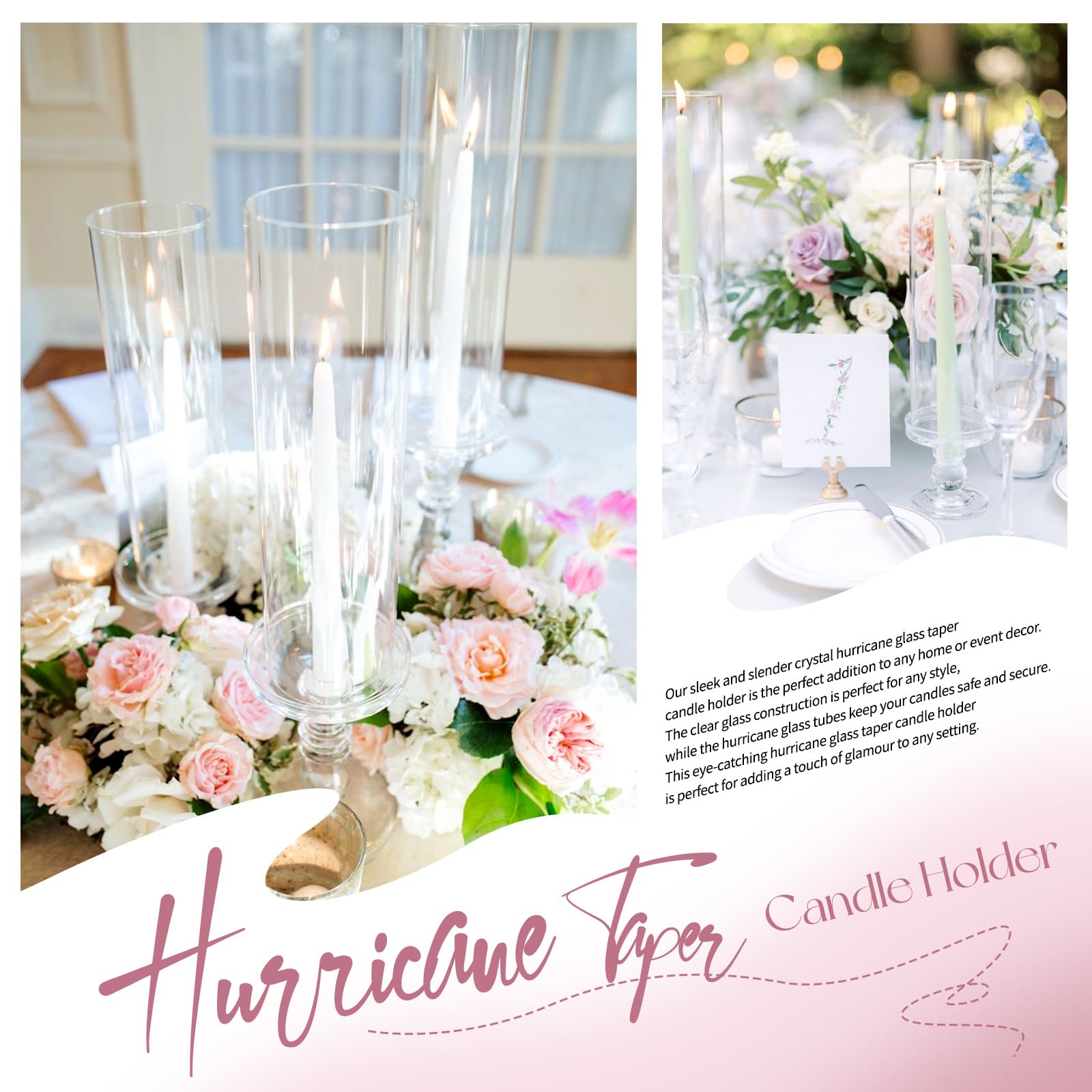 Showgeous 12 Pcs Hurricane Candle Holders - 13.8