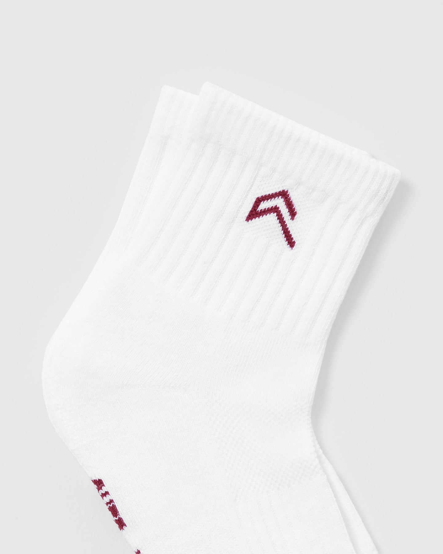 Mid Crew Socks 2 Pack - Soft Cotton Athletic Socks for Men & Women | White/Burnt Cherry | Comfortable for Running, Gym & Everyday Wear